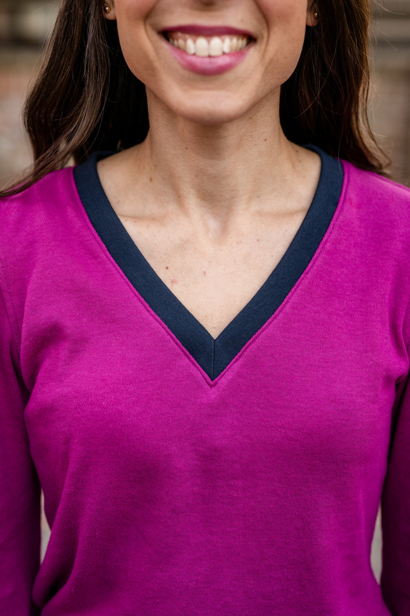 Contrasting V- Neck Top