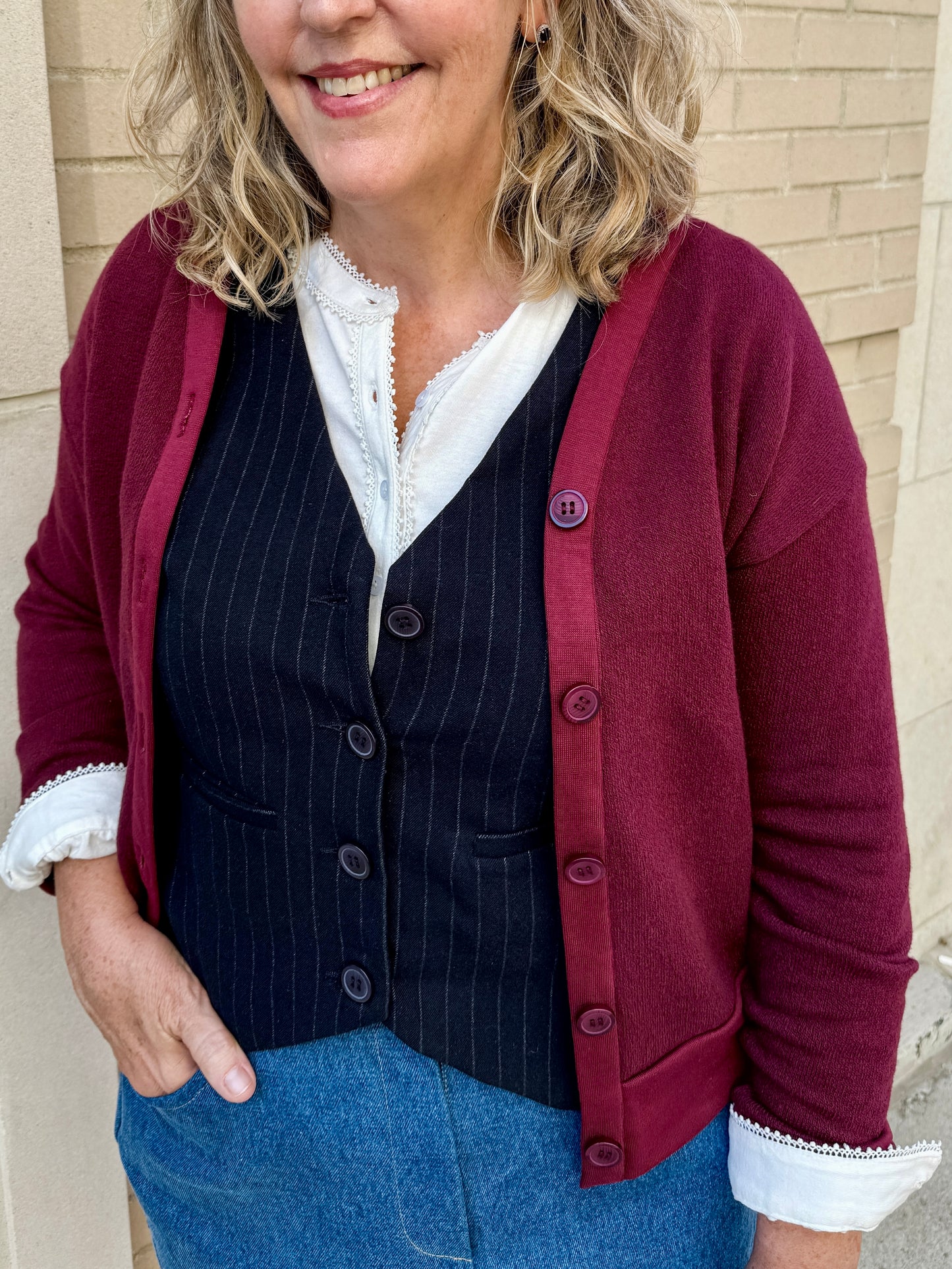 Button-Front Vest (pinstripe)