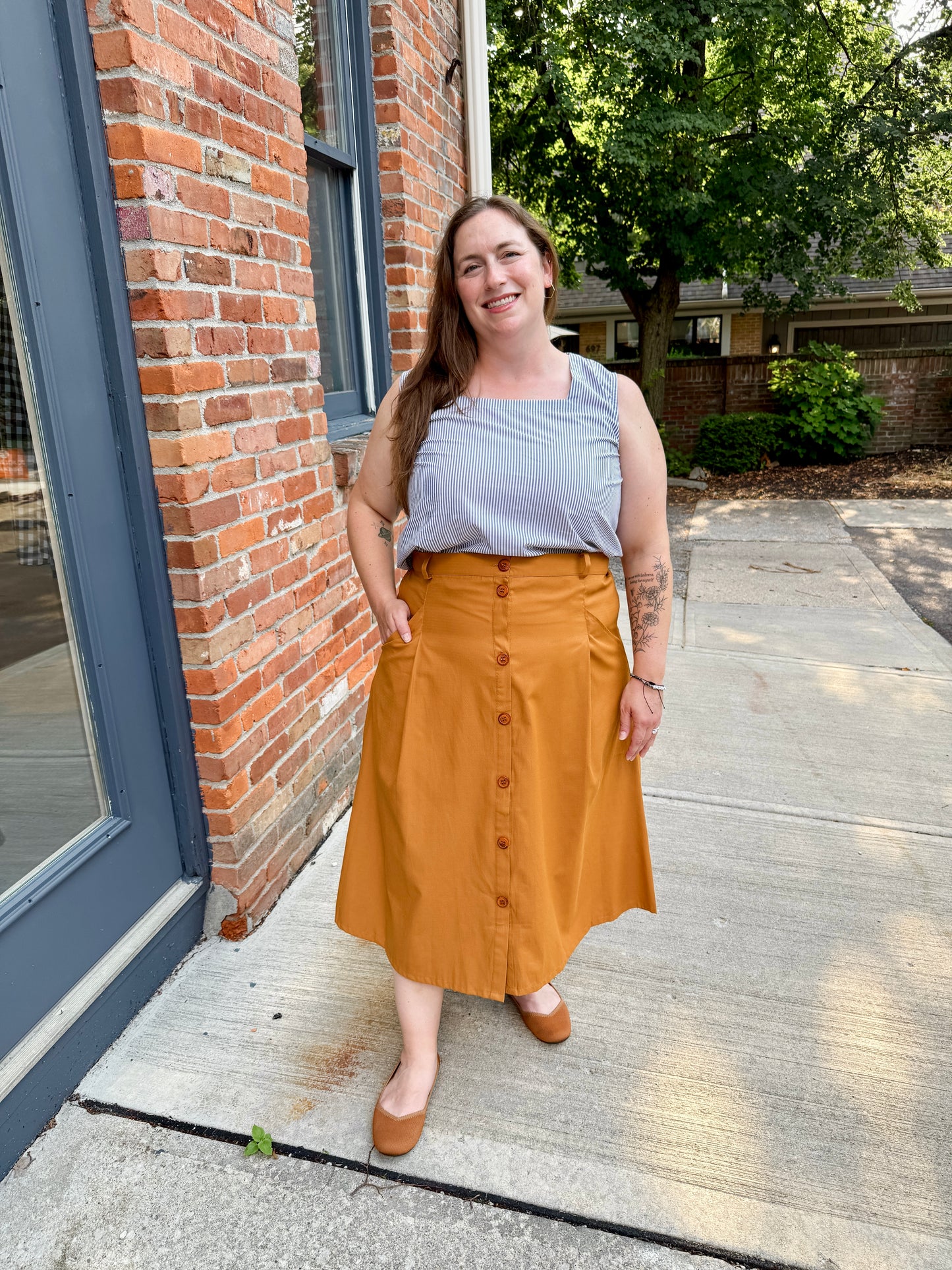 A-Line Button Front Skirt