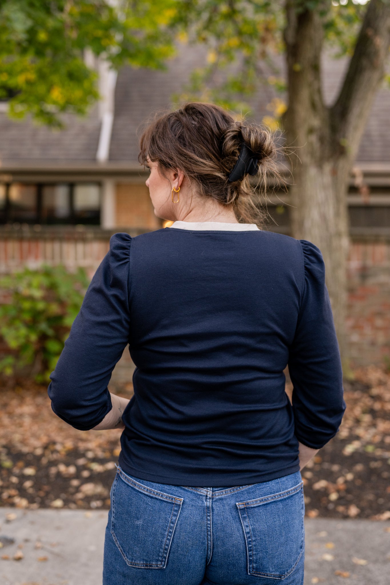 Contrasting V- Neck Top