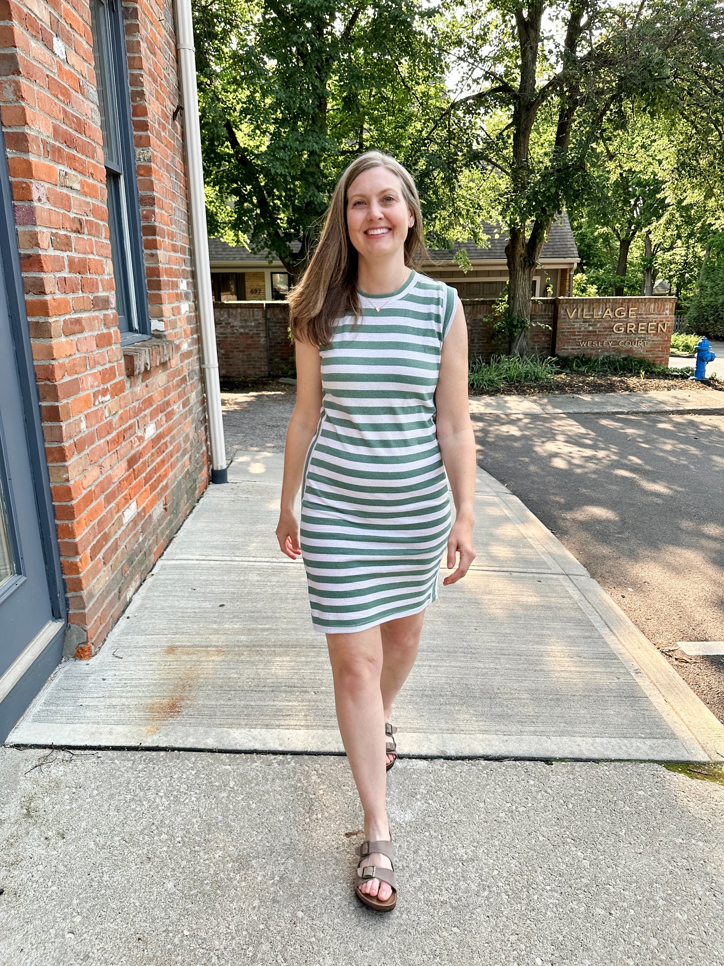 Striped Knit Dress - Green Stripe