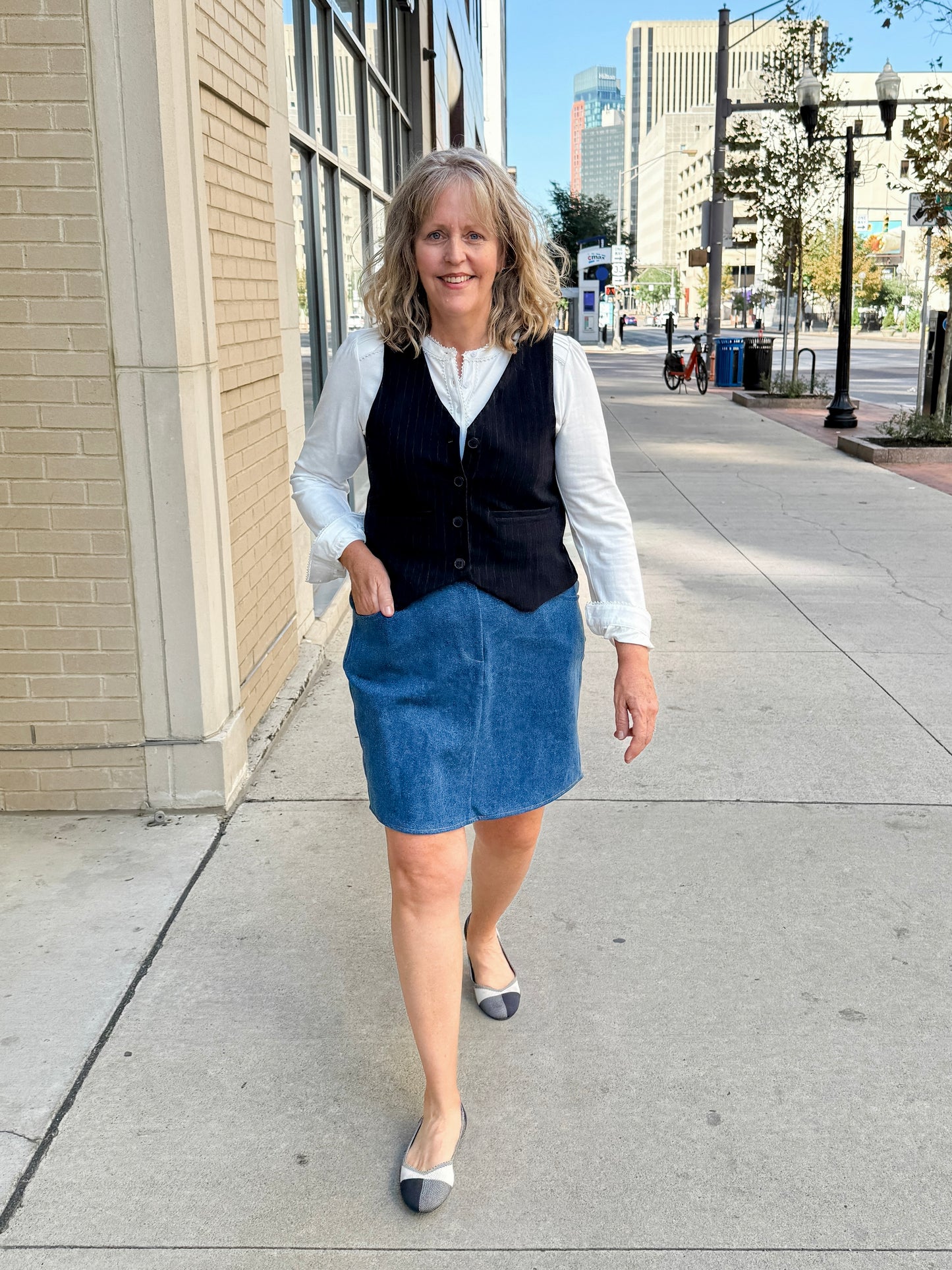 Button-Front Vest (pinstripe)