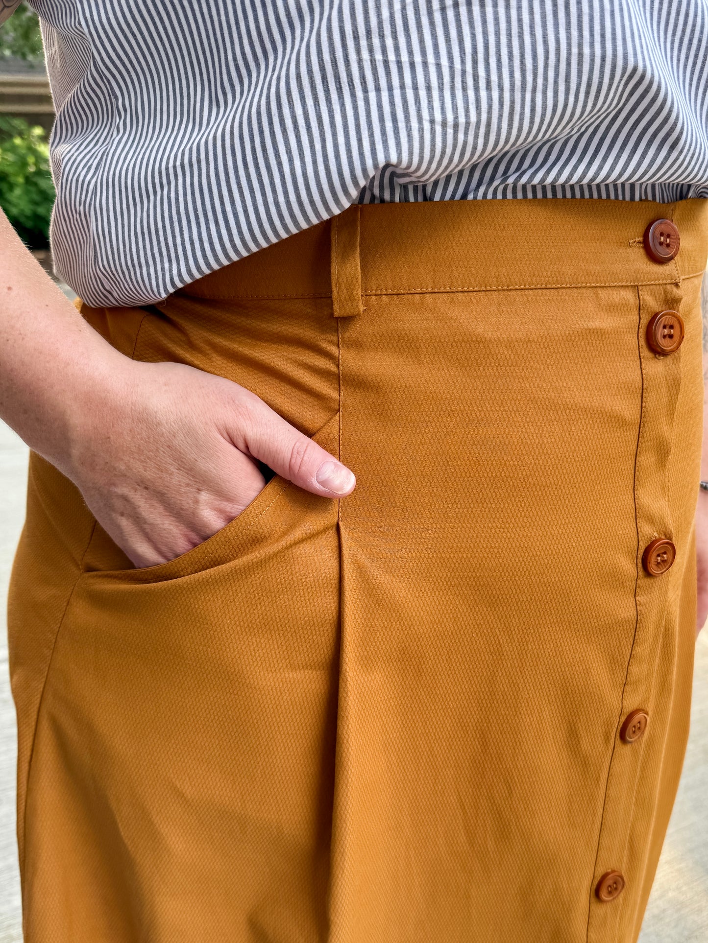 A-Line Button Front Skirt