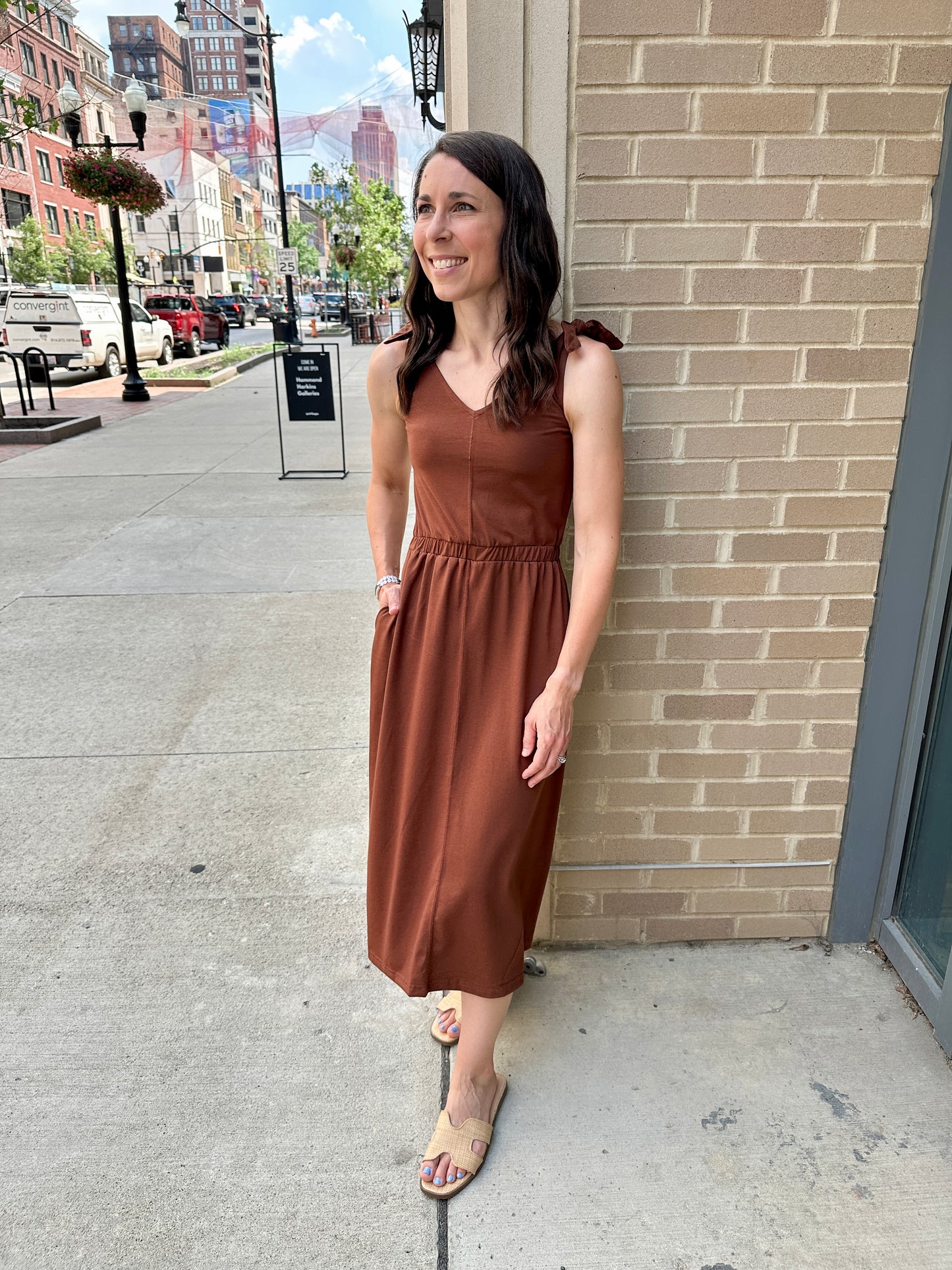 Shoulder Tie knit dress