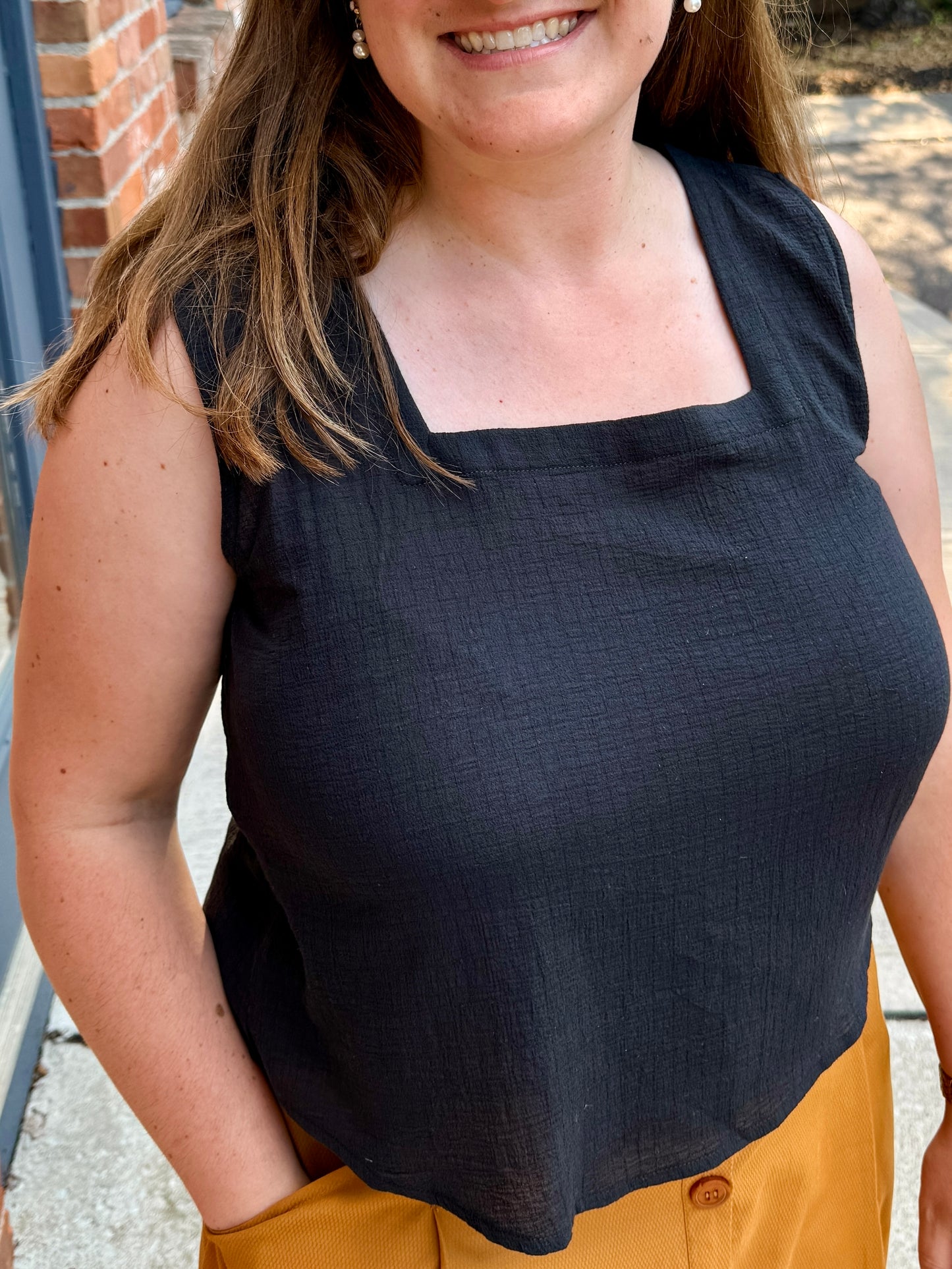 Sleeveless Square Neck Top