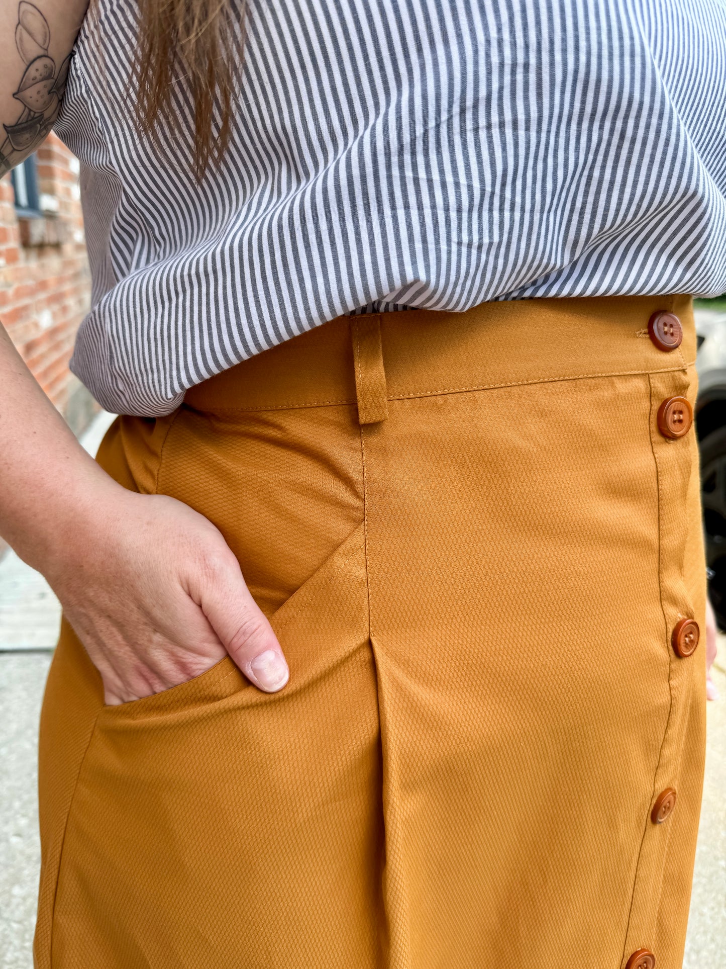 A-Line Button Front Skirt
