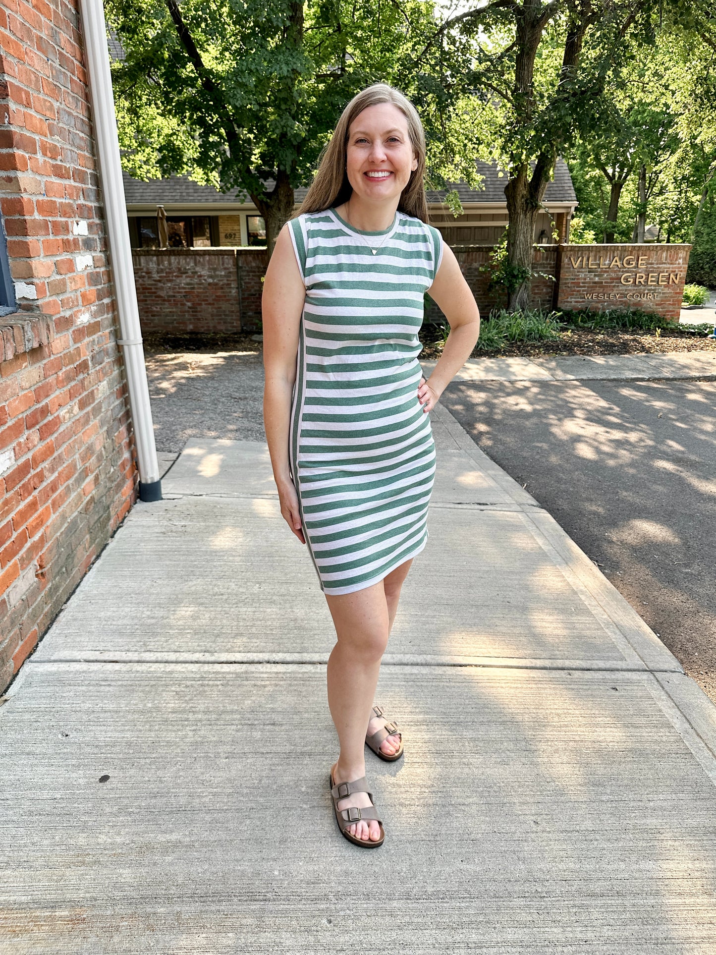 Striped Knit Dress - Green Stripe