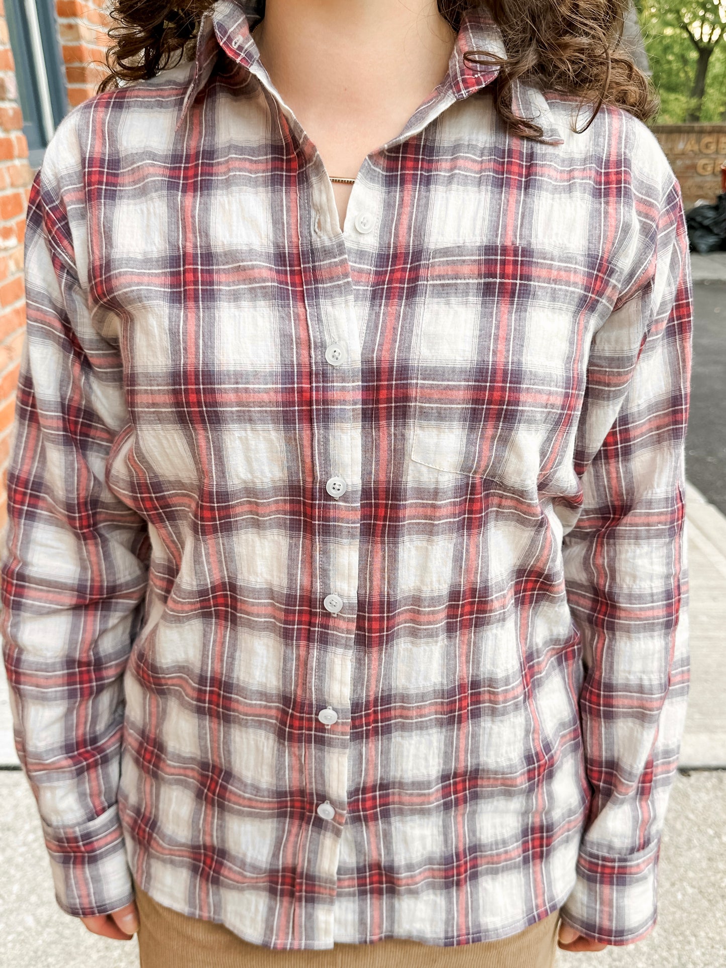 Plaid Button-Up Shirt