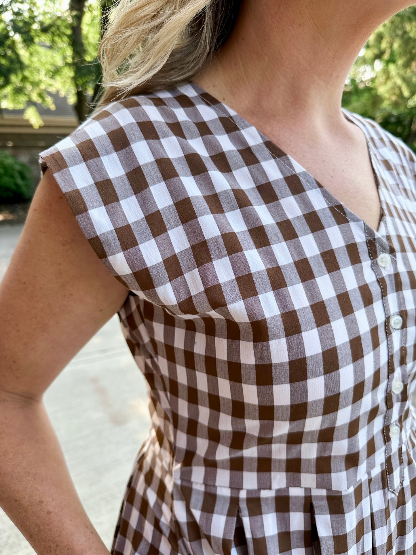 Jewel Button-Front Midi Dress