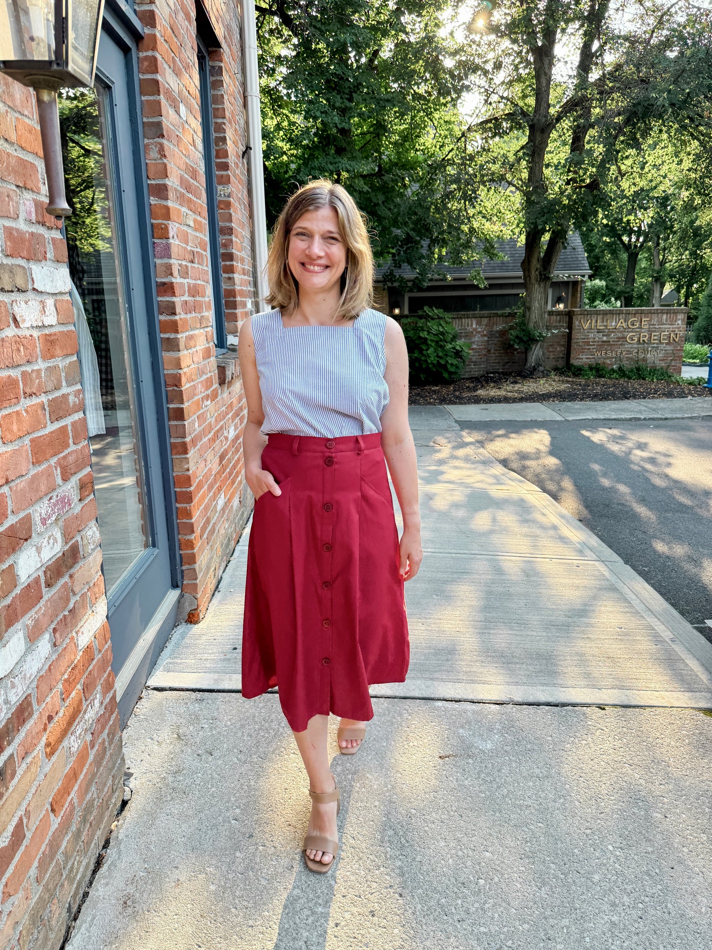 A-Line Button Front Skirt