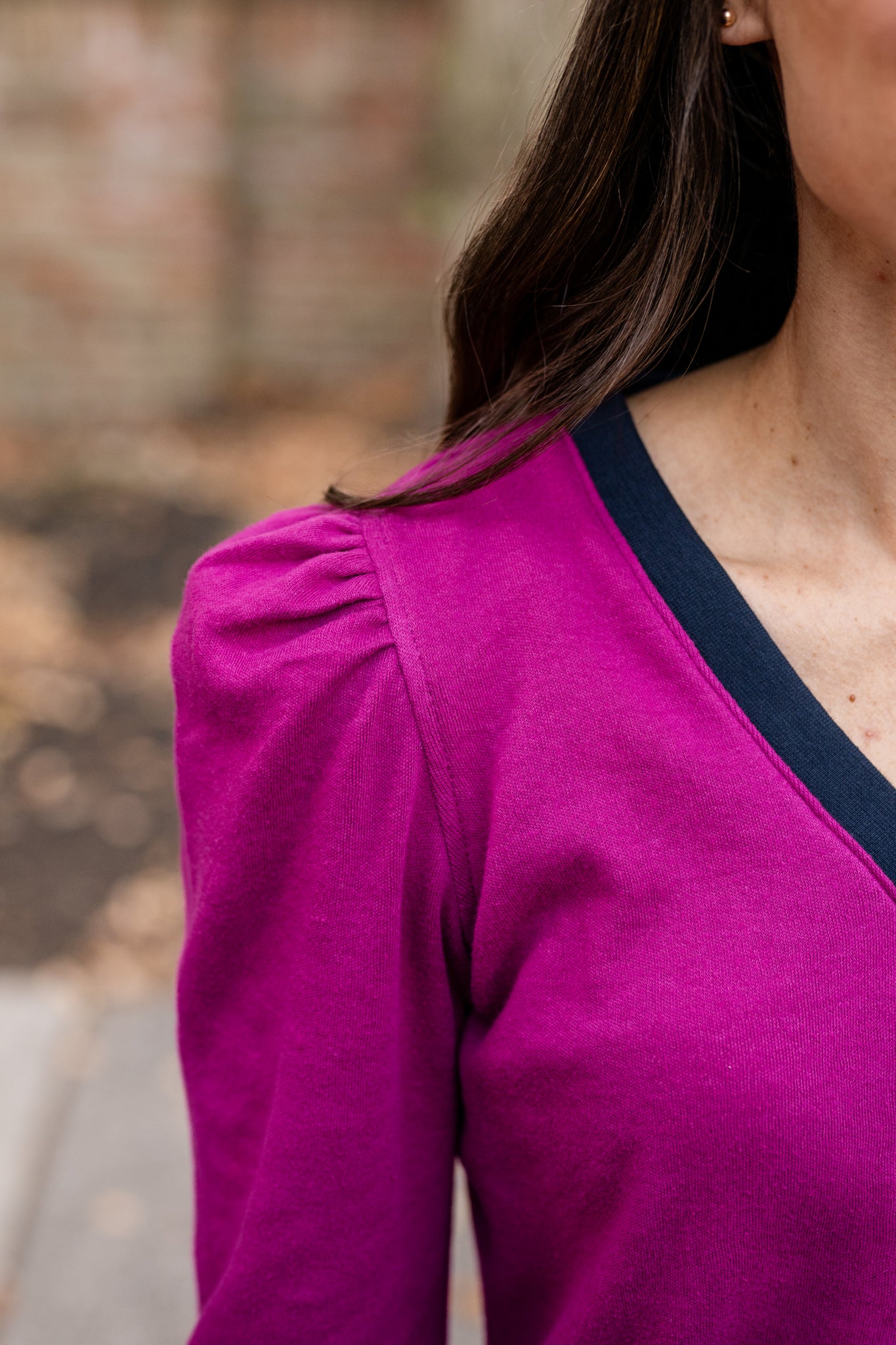 Contrasting V- Neck Top