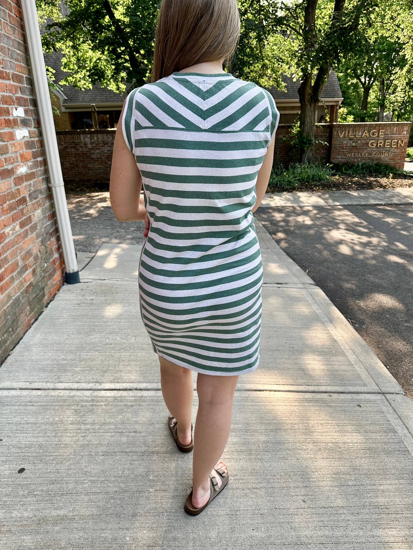 Striped Knit Dress - Green Stripe