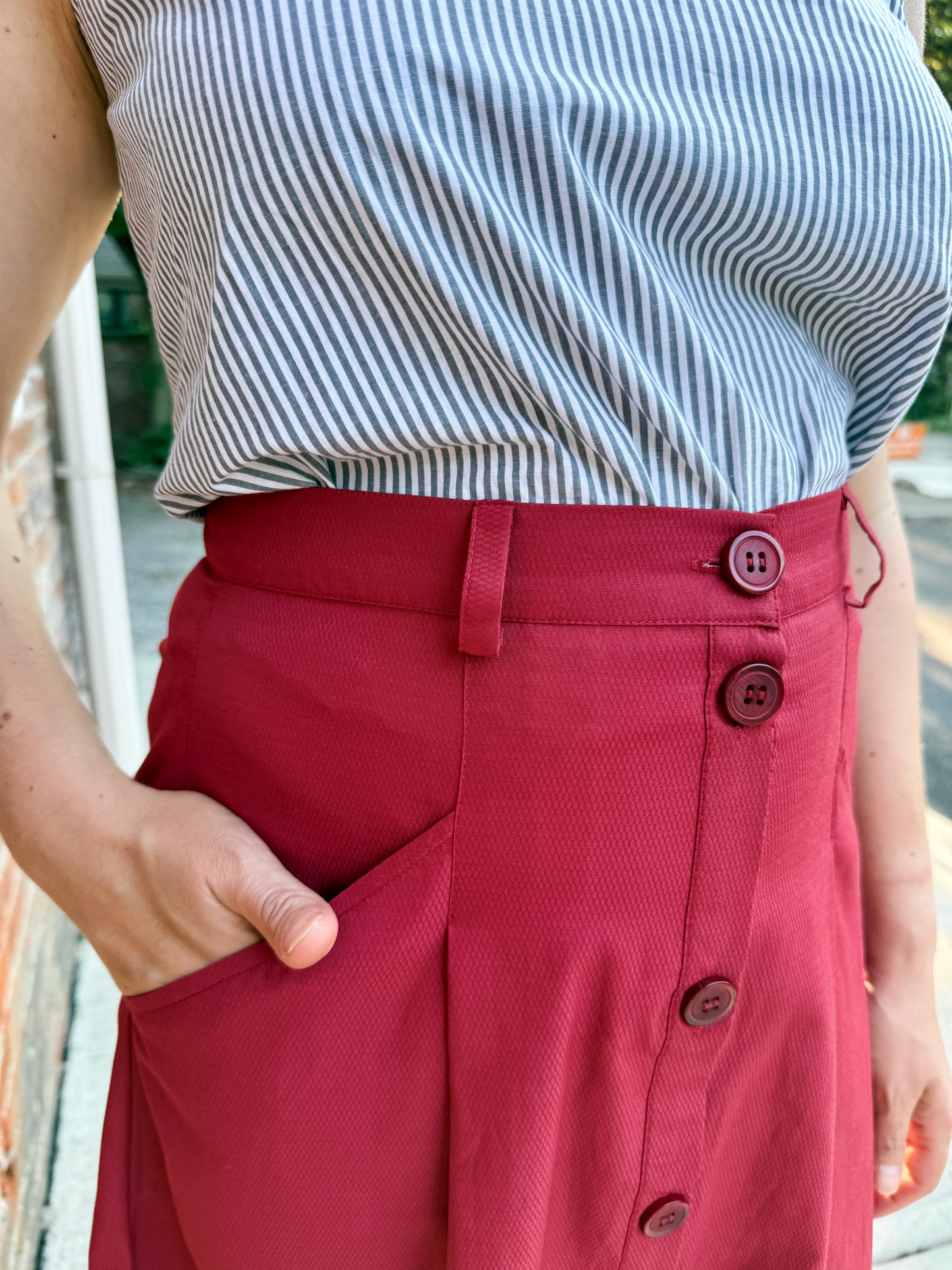 A-Line Button Front Skirt