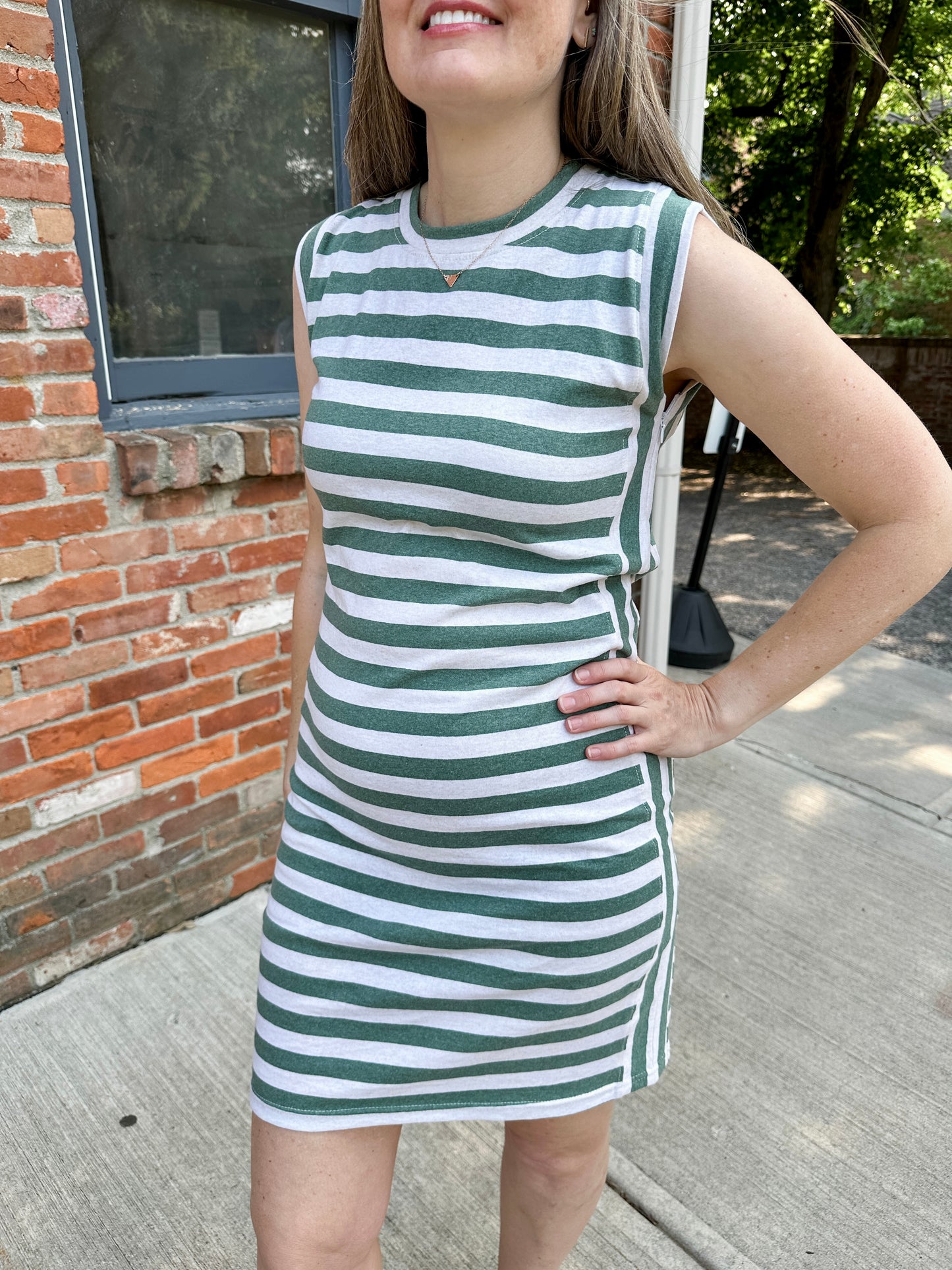 Striped Knit Dress - Green Stripe