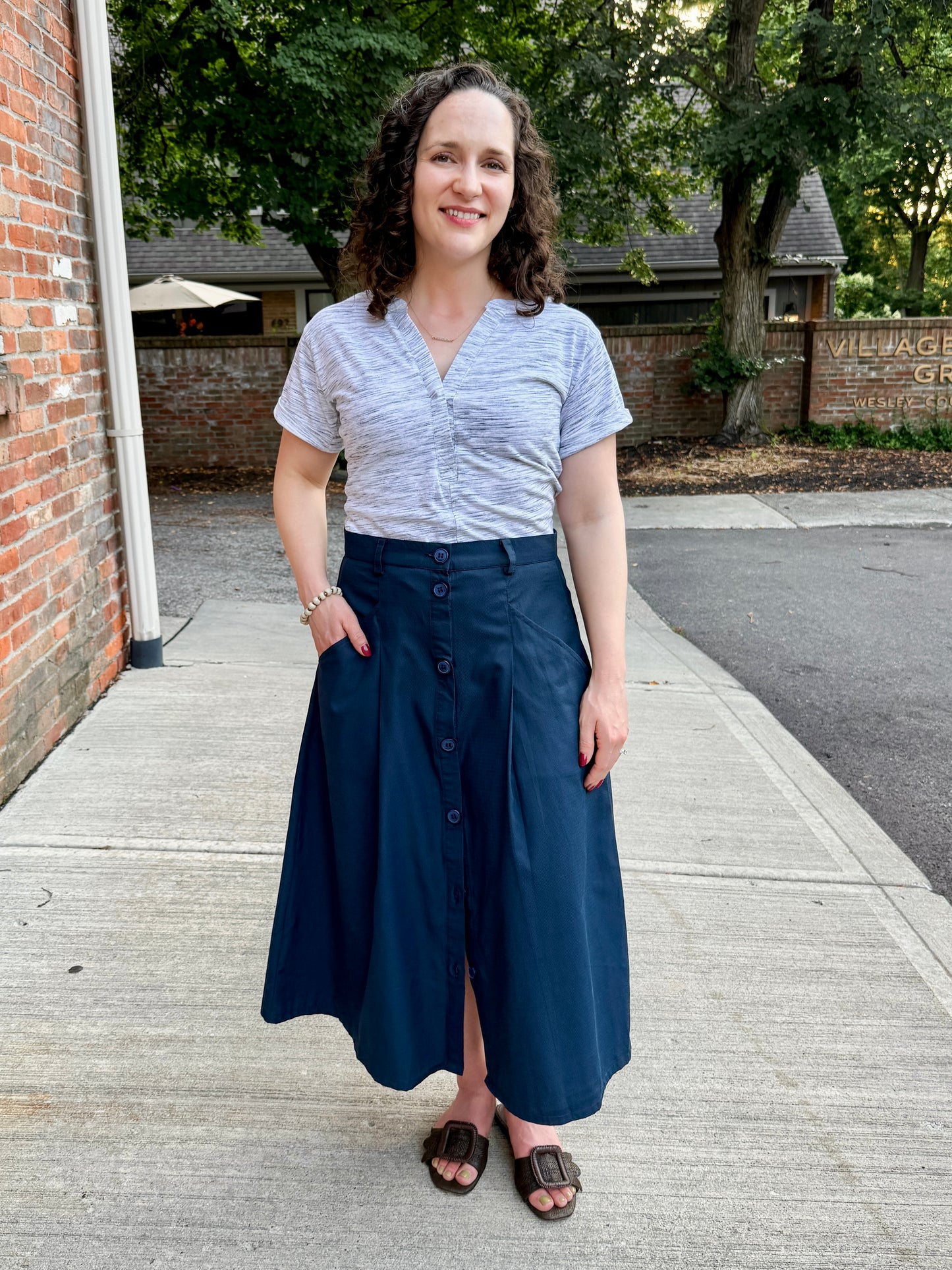 A-Line Button Front Skirt