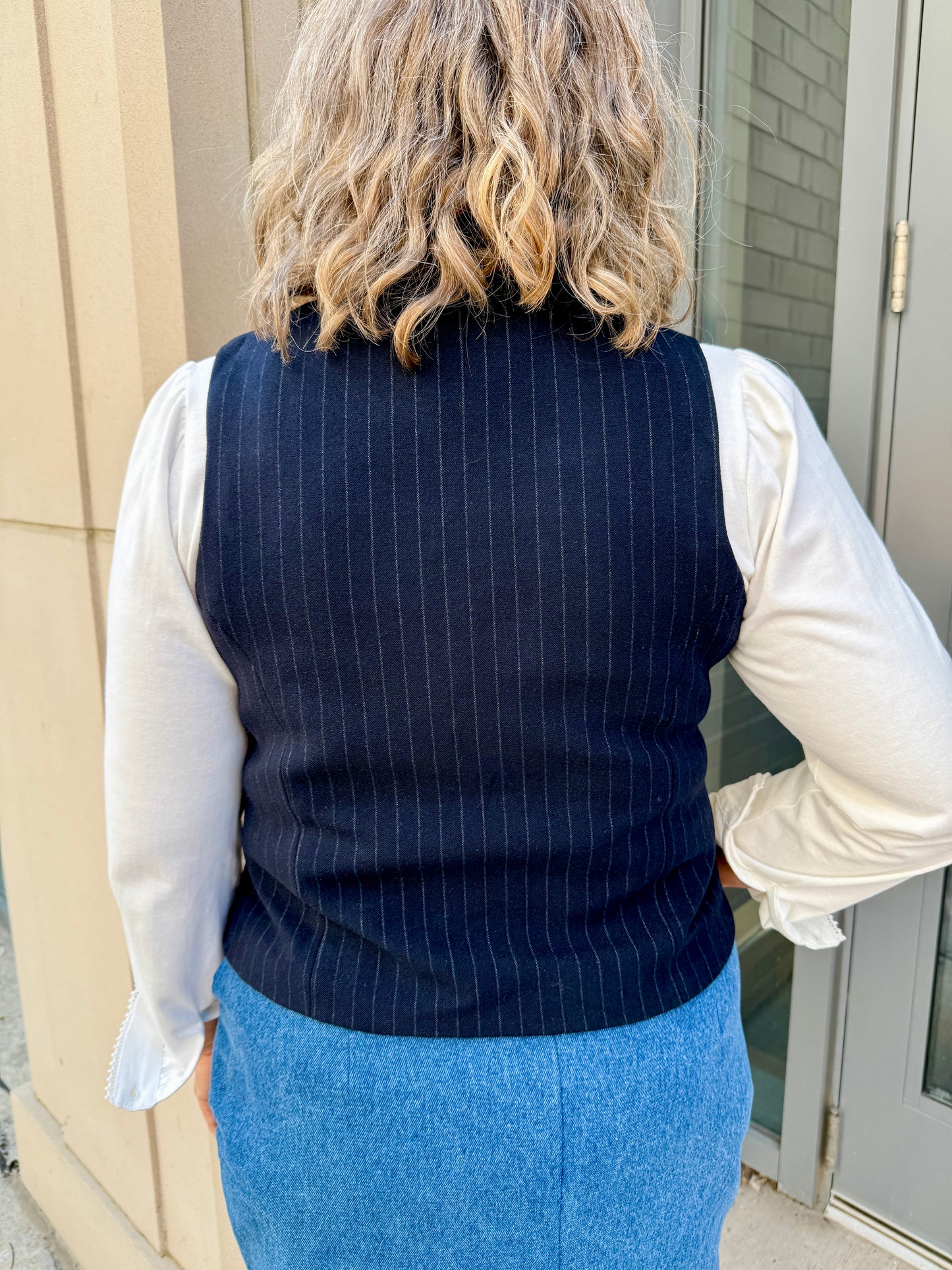 Button-Front Vest (pinstripe)