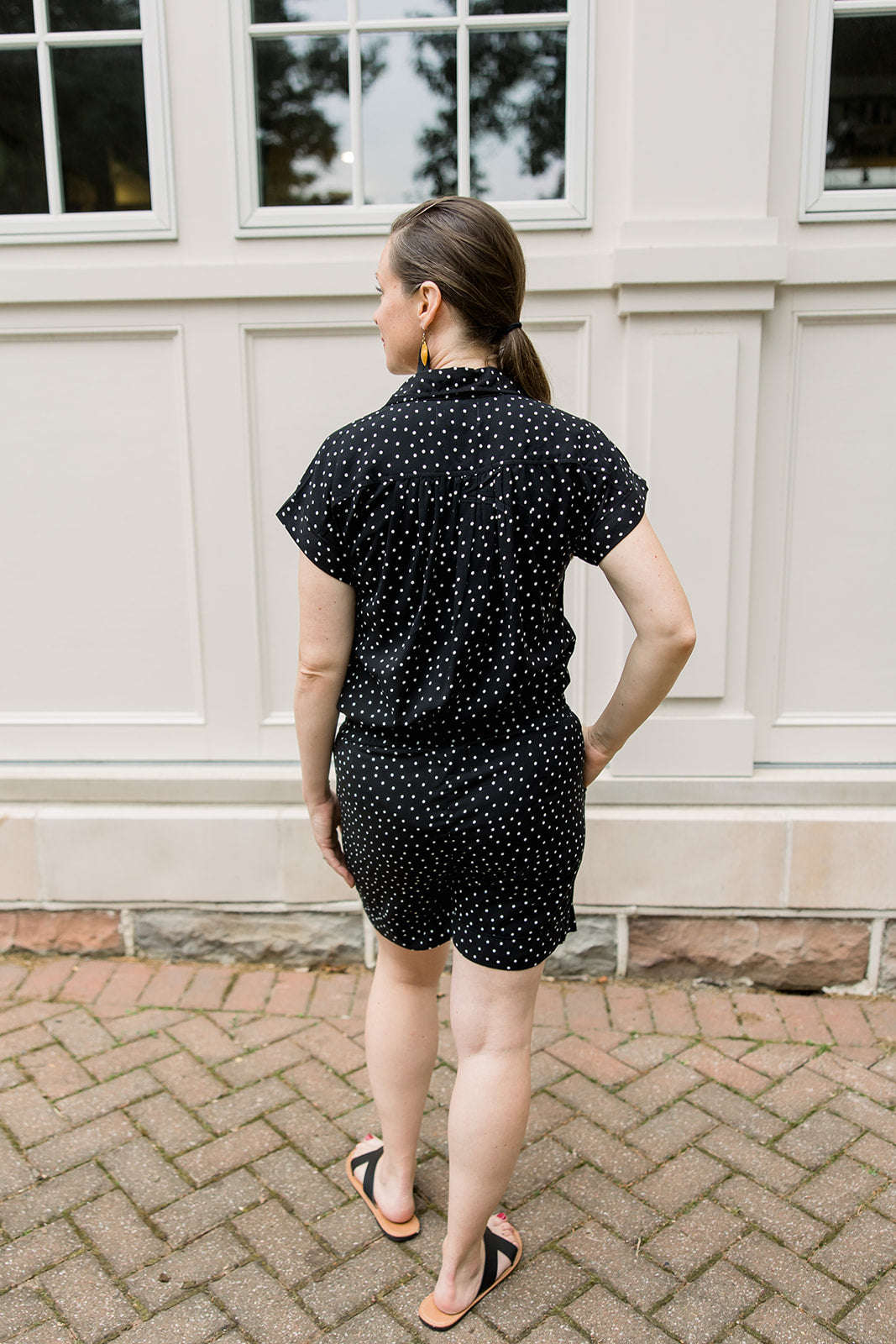 Short Sleeve Button Up Shirt & Polka Dot Shorts