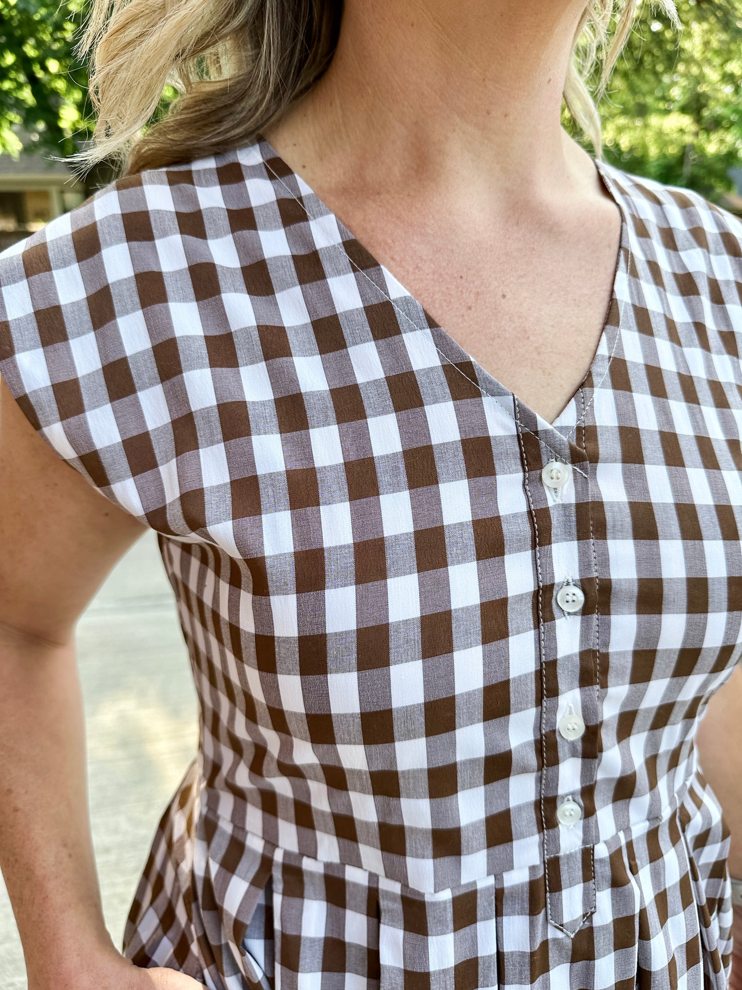 Jewel Button-Front Midi Dress