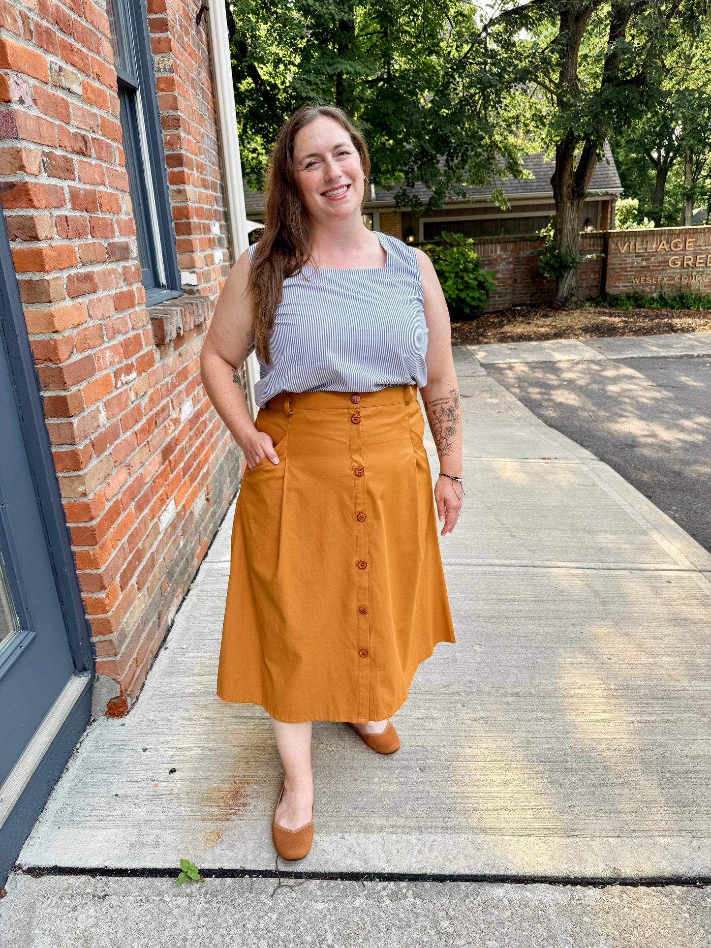A-Line Button Front Skirt