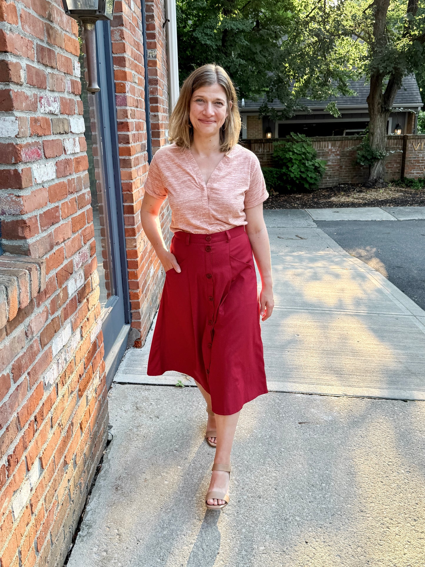A-Line Button Front Skirt