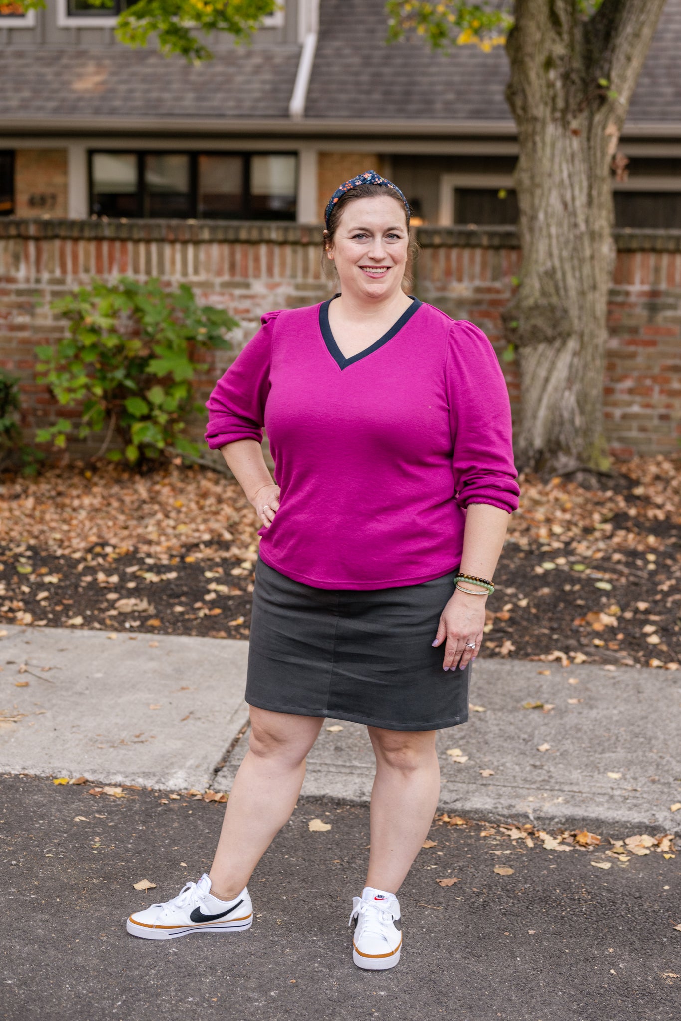 Contrasting V- Neck Top