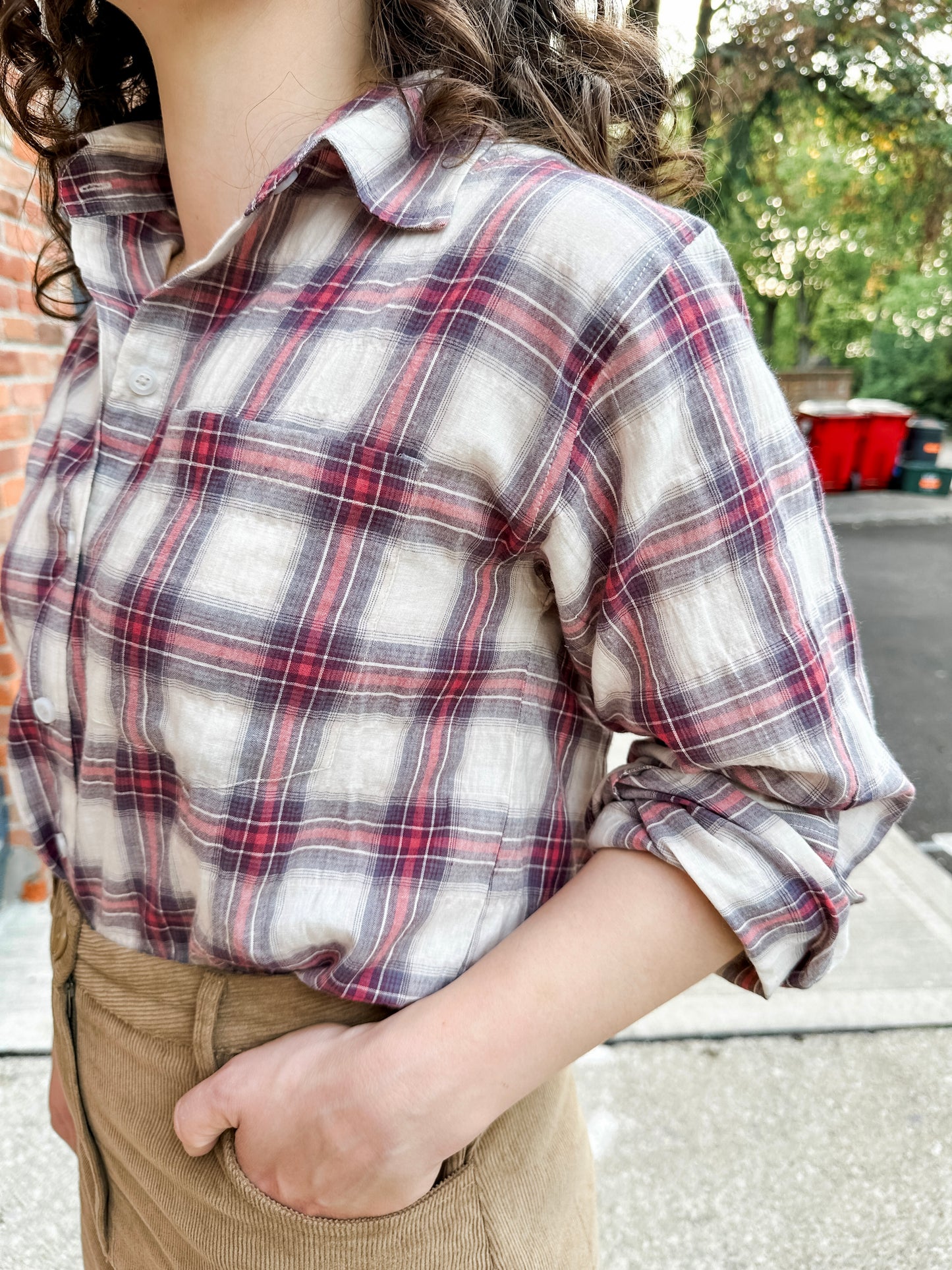 Plaid Button-Up Shirt