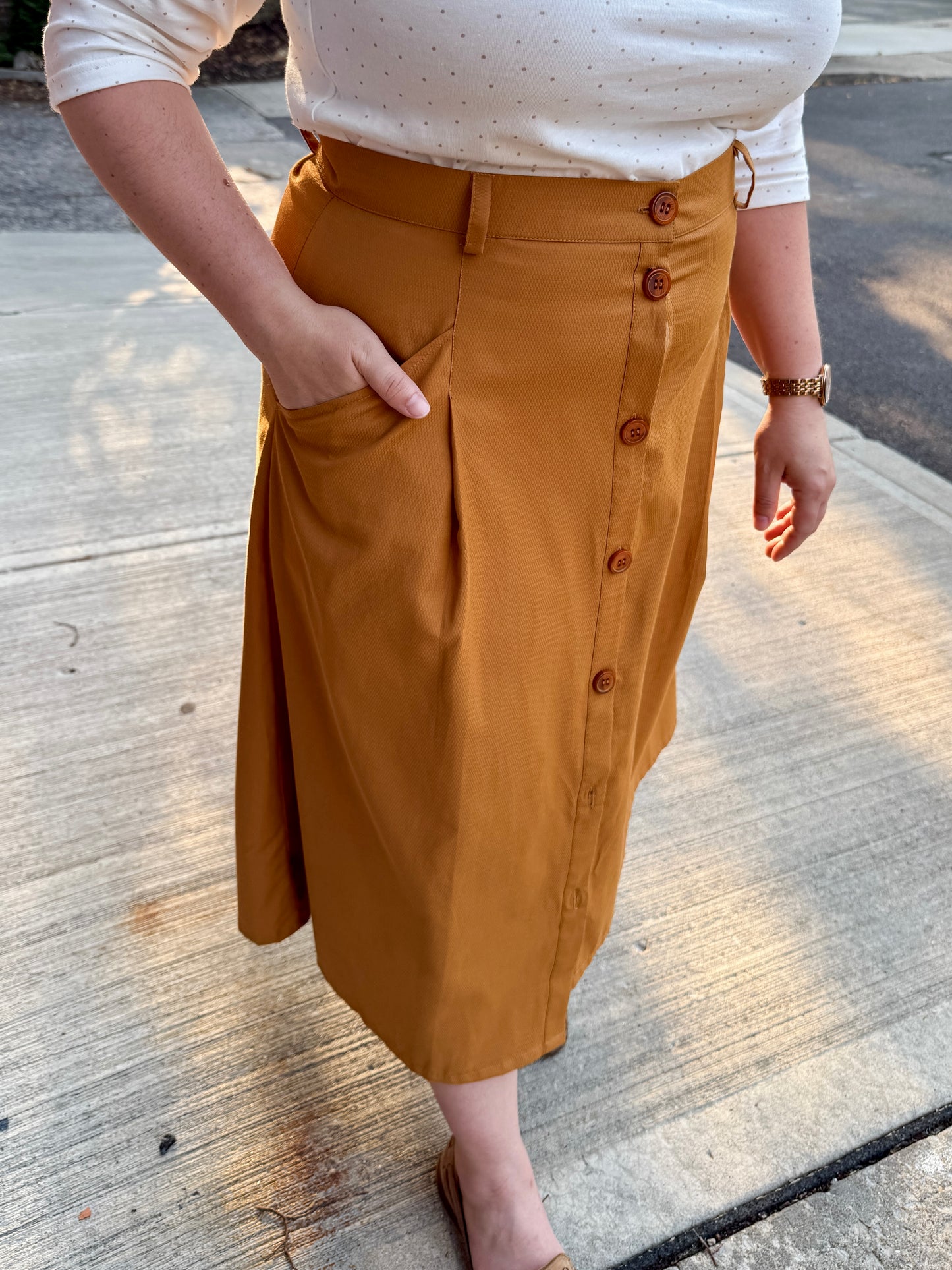 A-Line Button Front Skirt