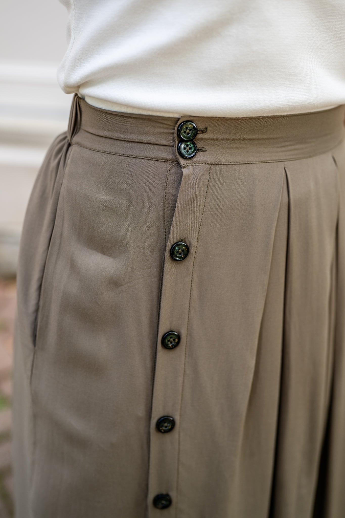 Side Button Midi Skirt - last chance