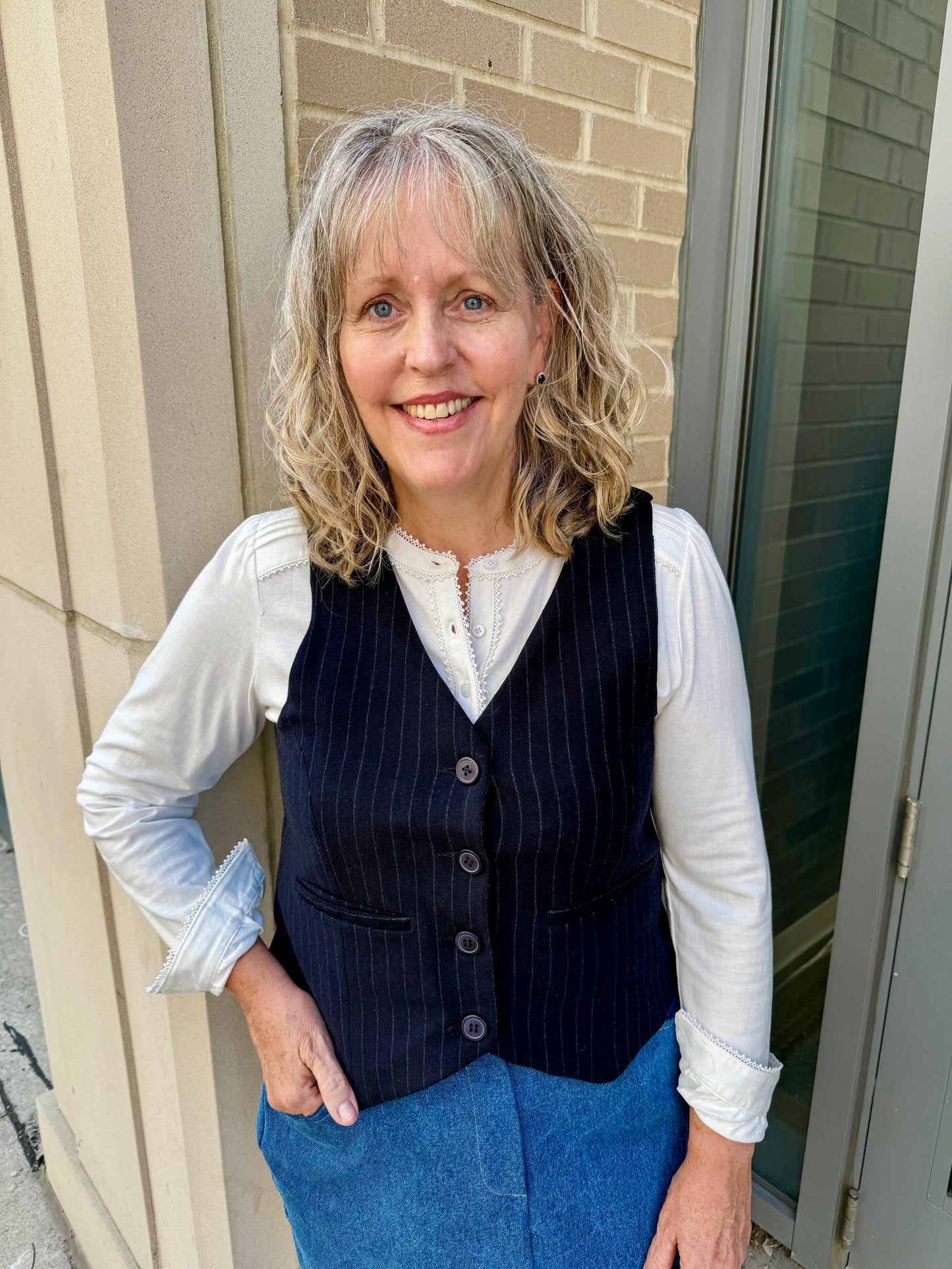 Button-Front Vest (pinstripe)