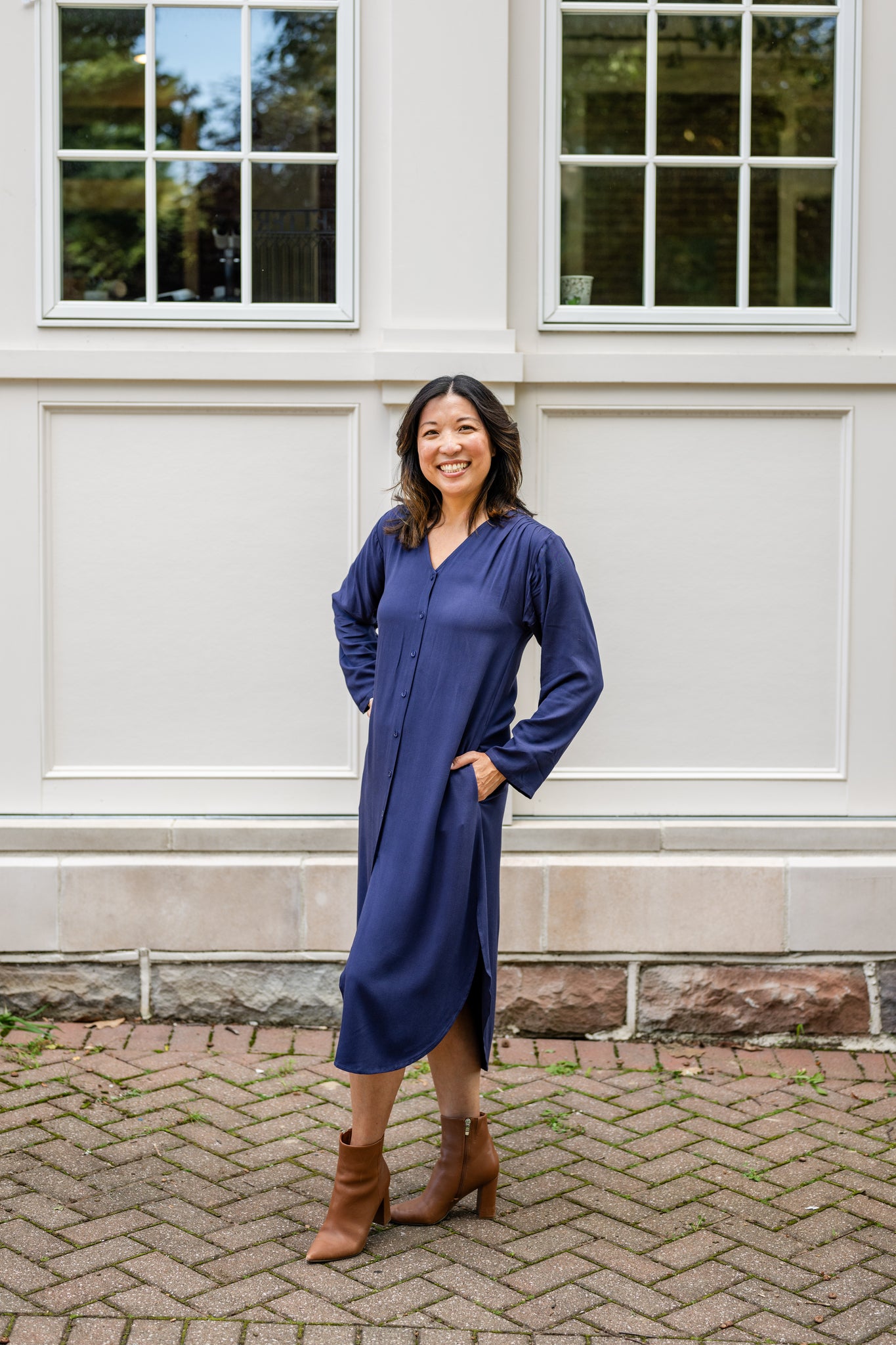 V-Neck Tunic Button-Up Dress