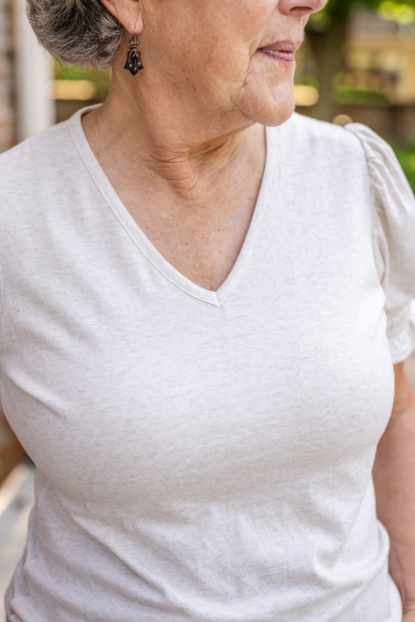 V Neck Smocked Short Sleeve Top
