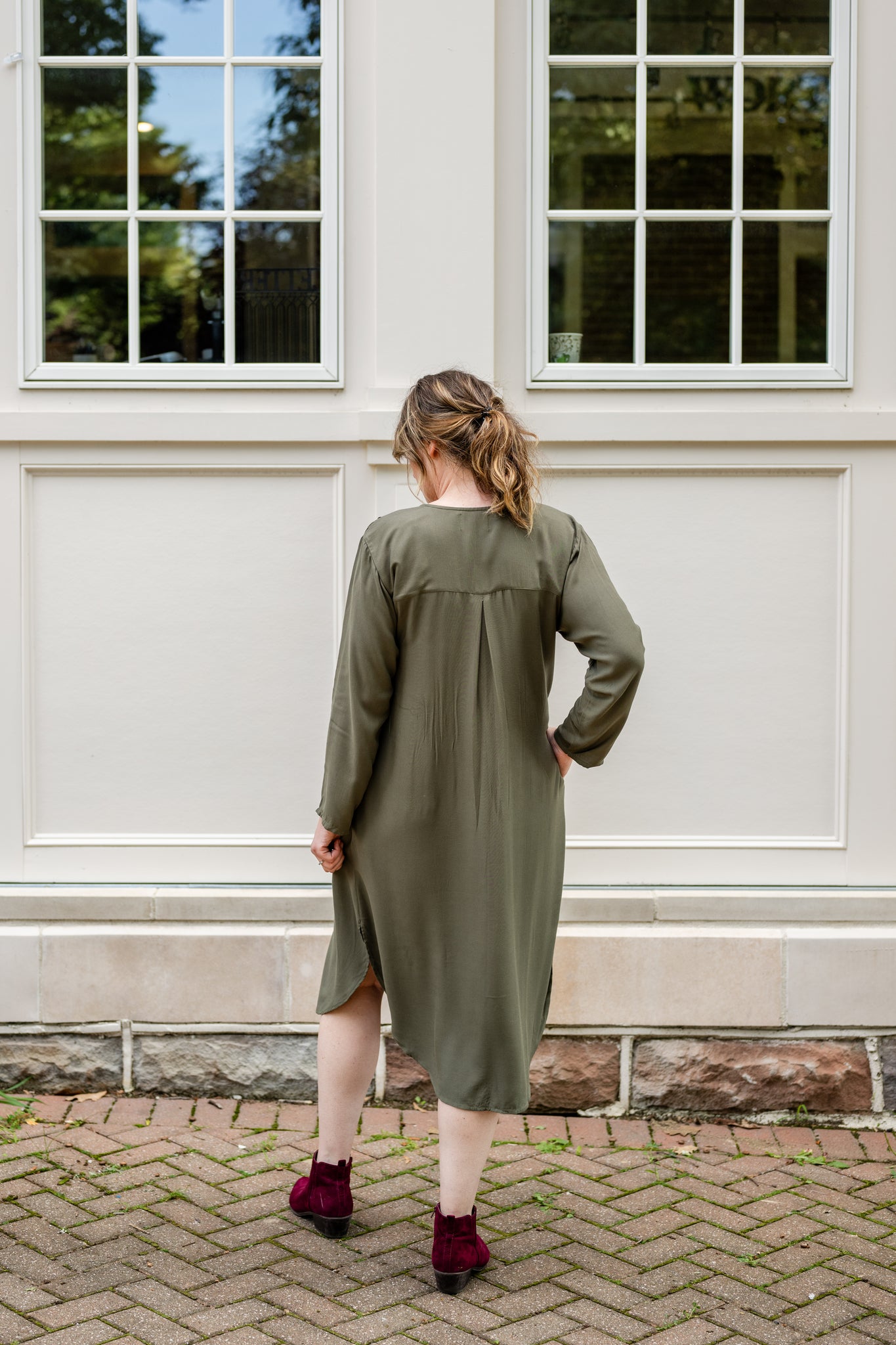 V-Neck Tunic Button-Up Dress