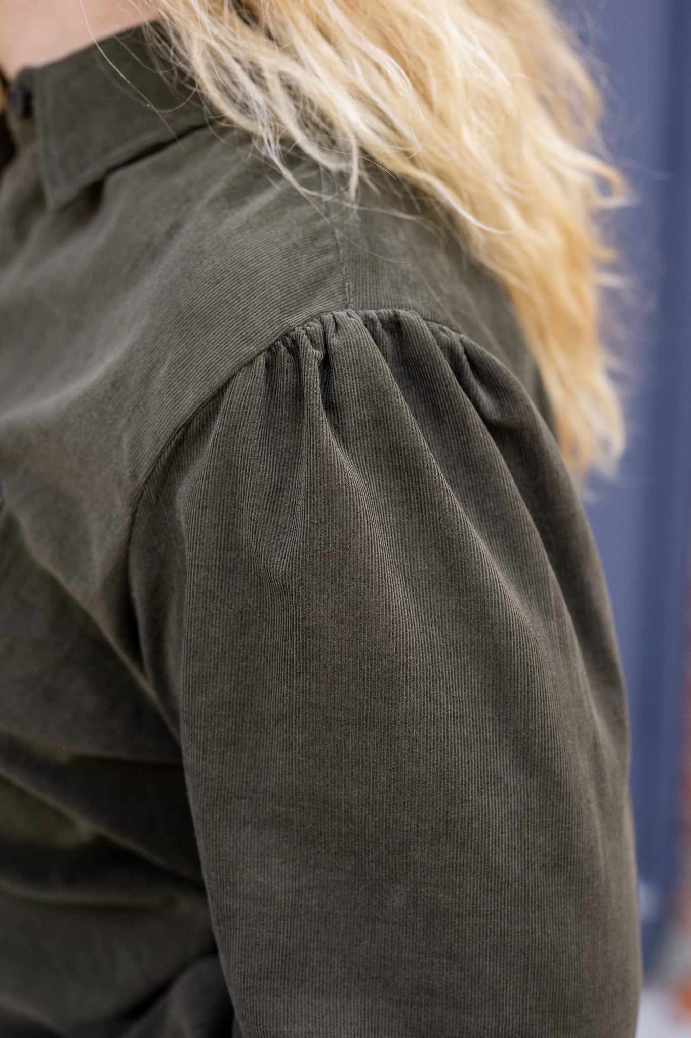 Brushed Corduroy Button-Up Blouse