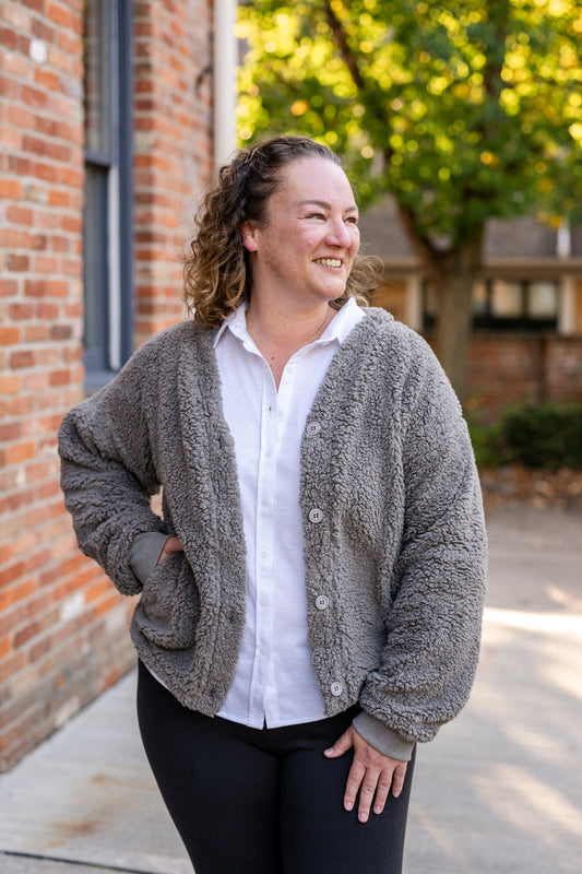 Sherpa Button-Front Cardigan