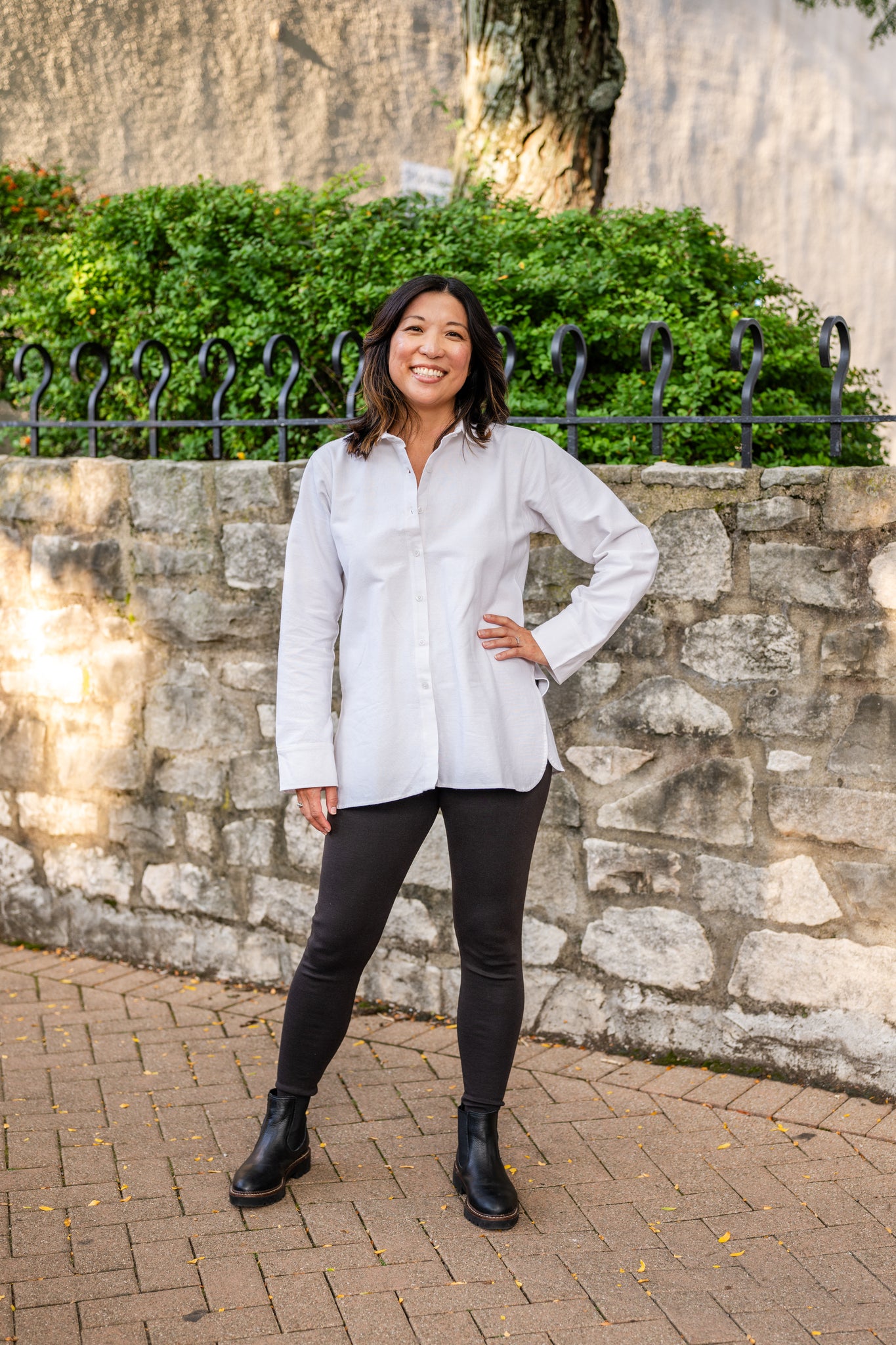Tunic Button Up with Curve Split Hem
