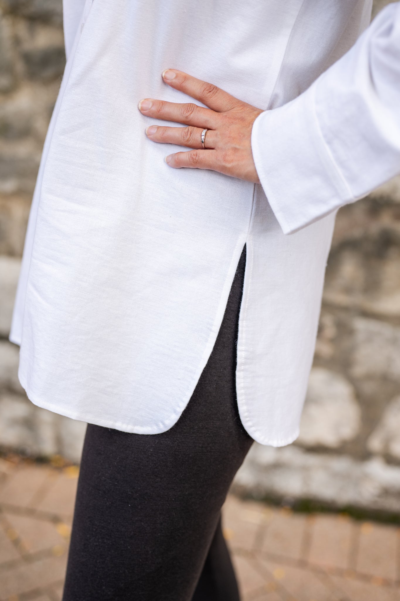 Tunic Button Up with Curve Split Hem