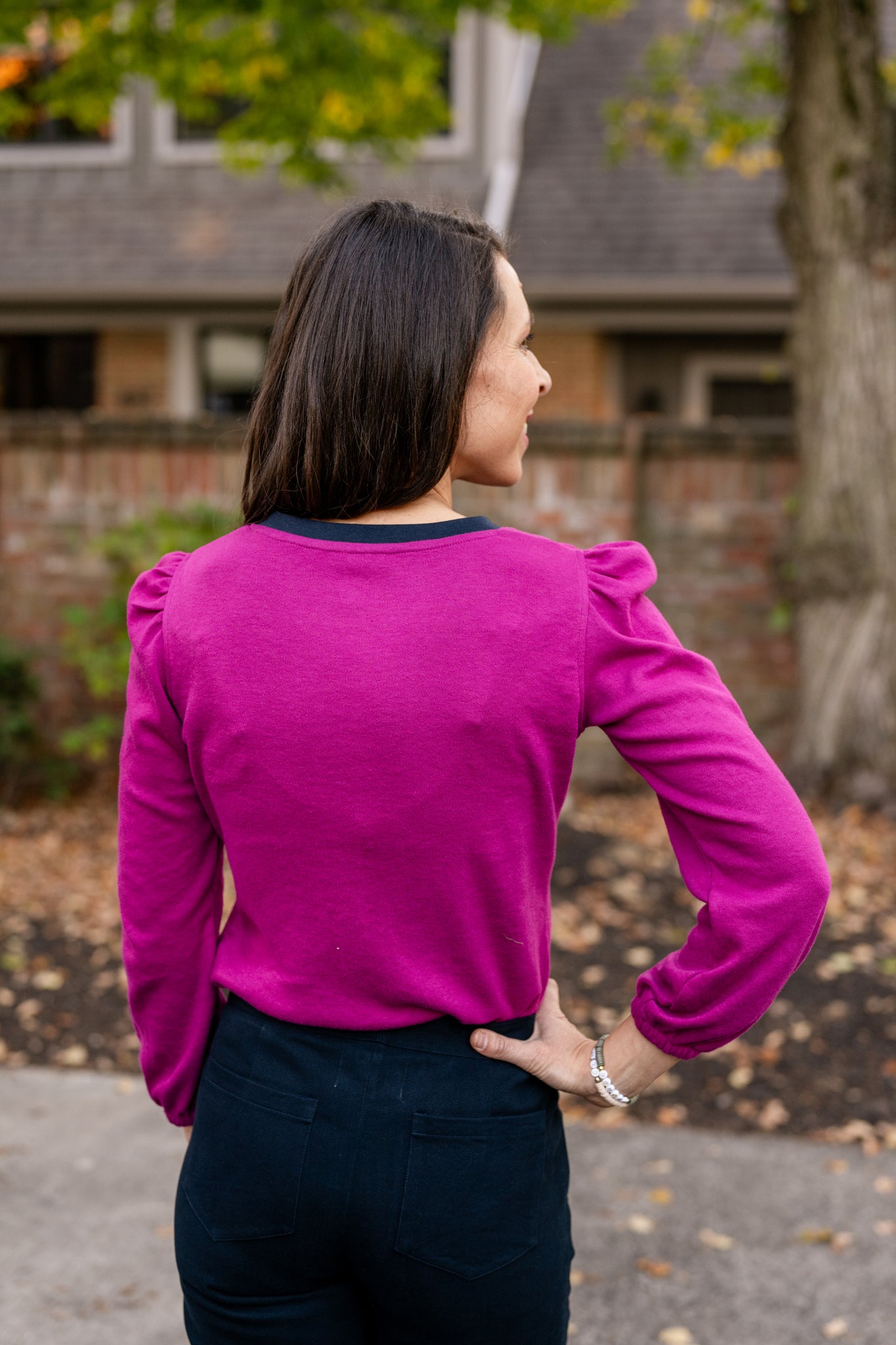 Contrasting V- Neck Top
