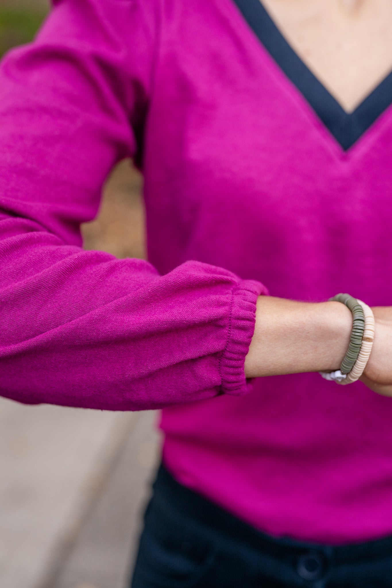 Contrasting V- Neck Top