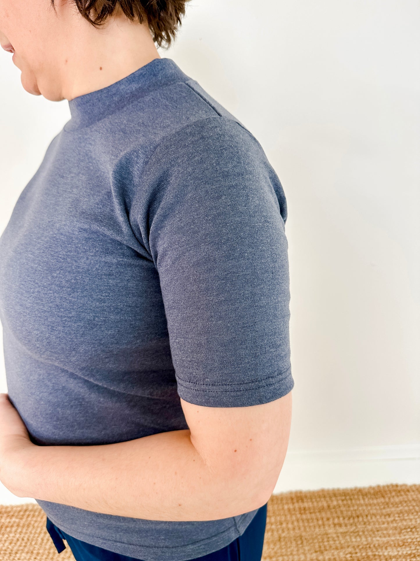 Elbow Sleeve Mock Neck