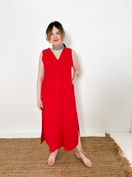 Sleeveless Button-Up Linen Dress