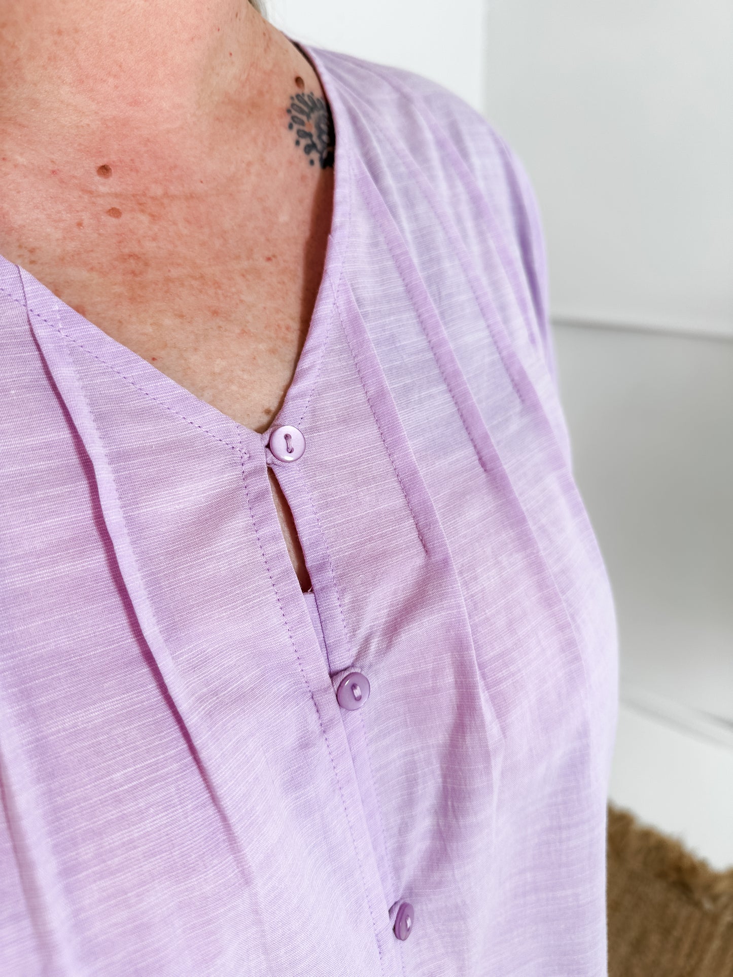Pleated Button-Up Blouse