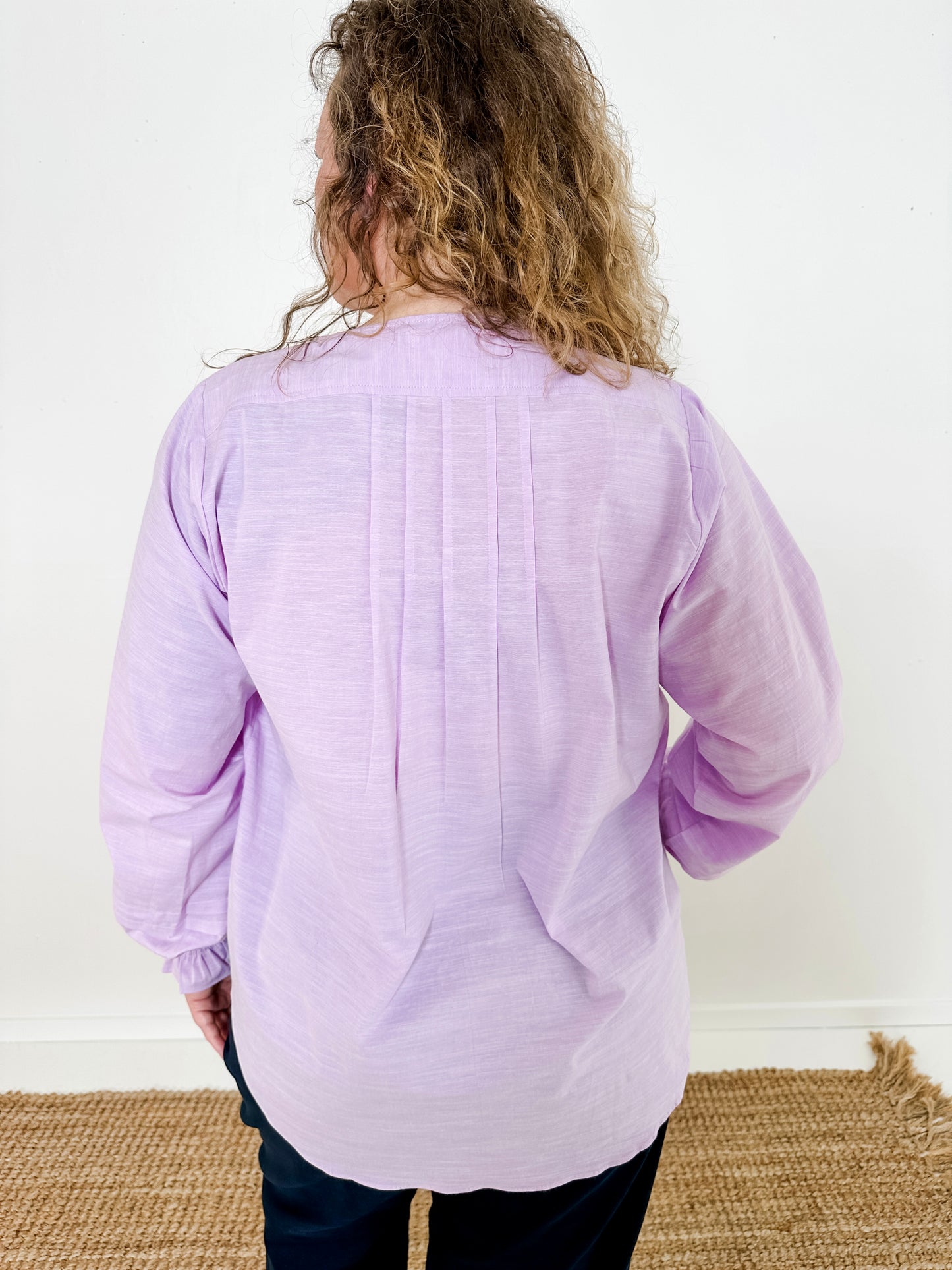Pleated Button-Up Blouse