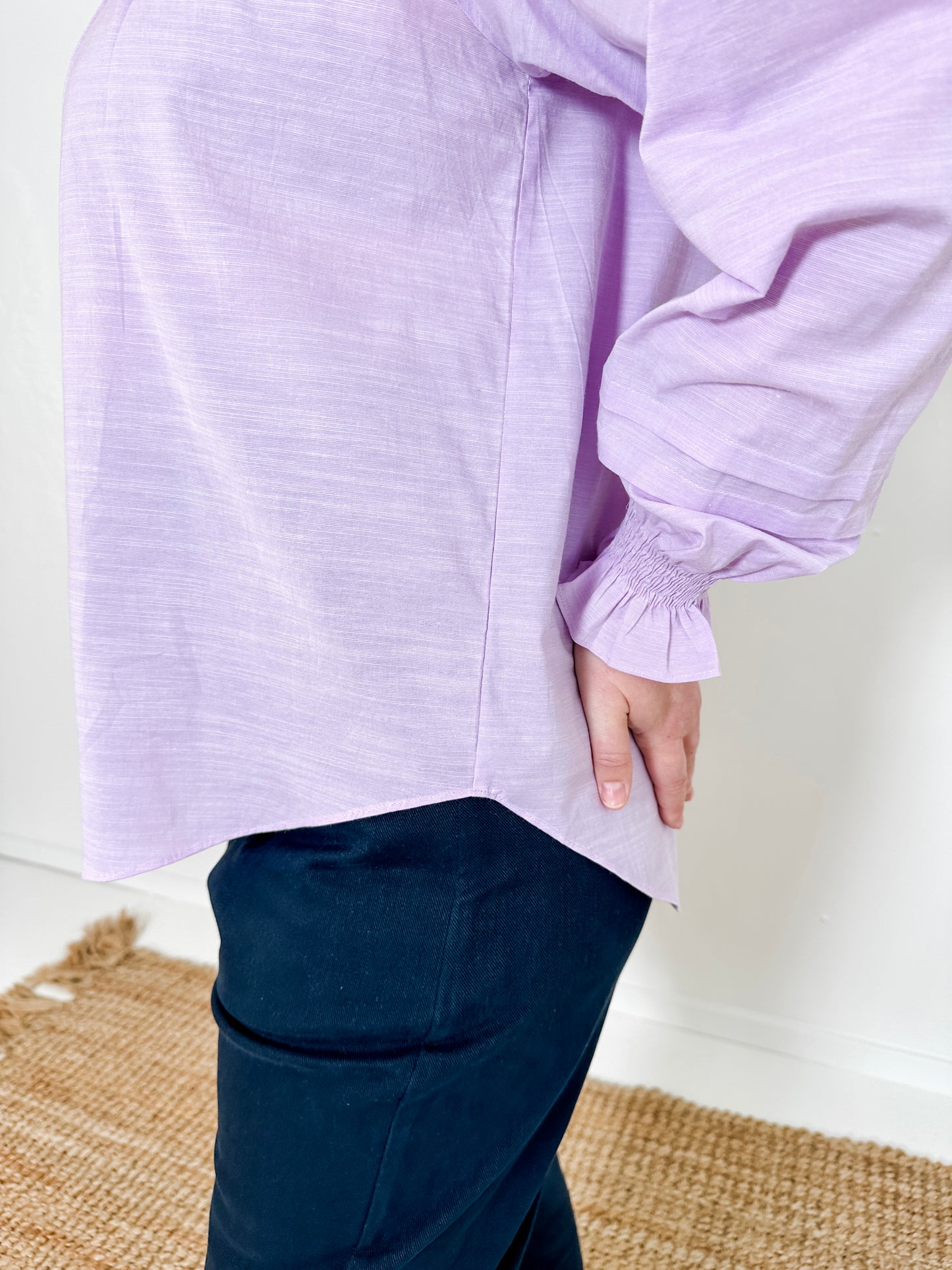 Pleated Button-Up Blouse