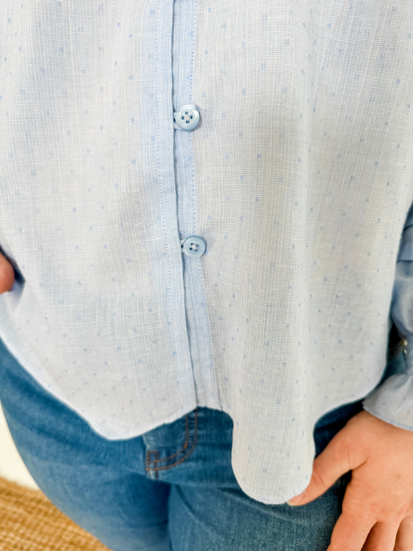 Pleated Button-Up Blouse