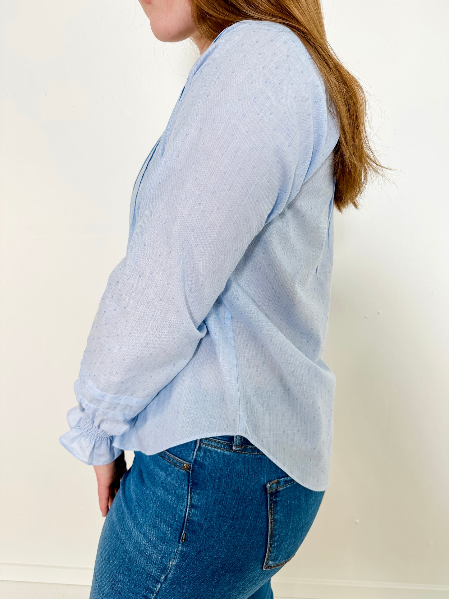Pleated Button-Up Blouse