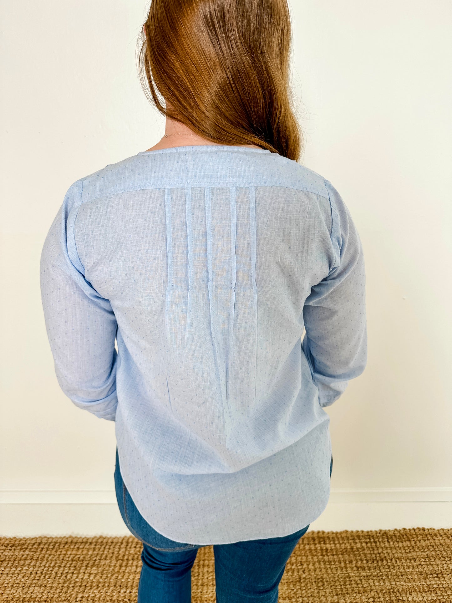 Pleated Button-Up Blouse