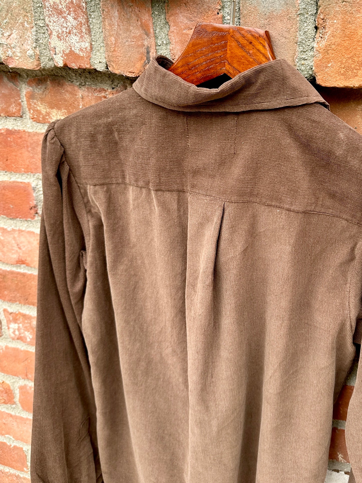 Brushed Corduroy Button-Up Blouse