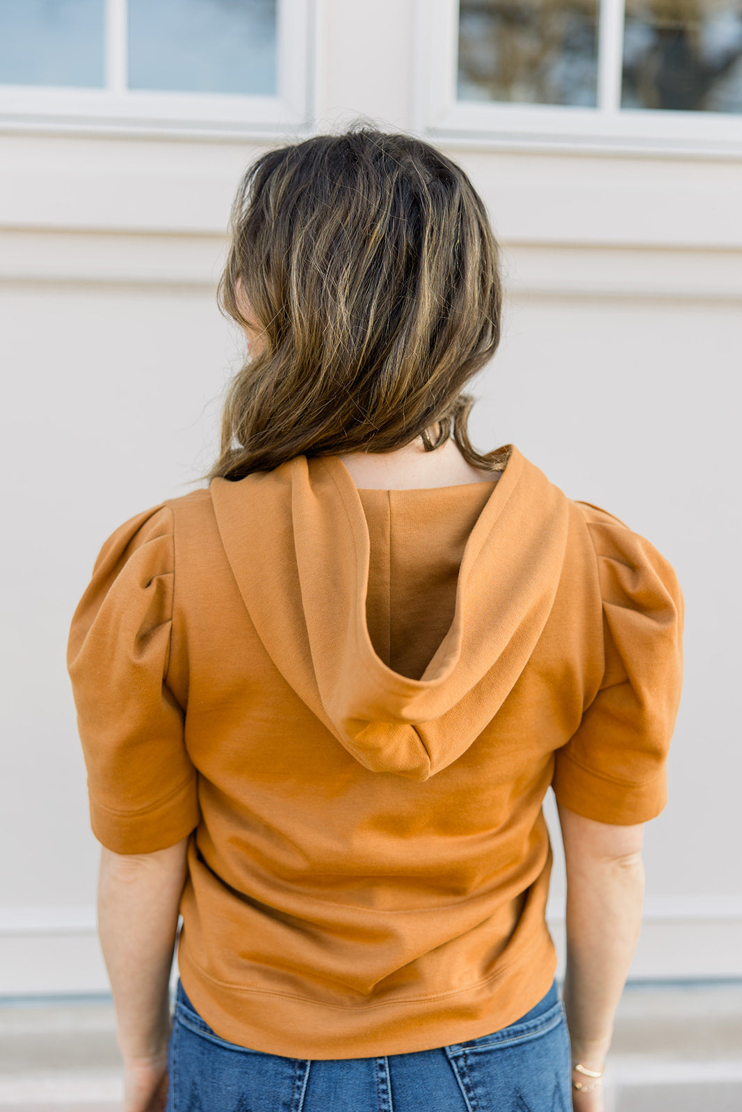Short Sleeve Hoodie with Pouf Sleeve