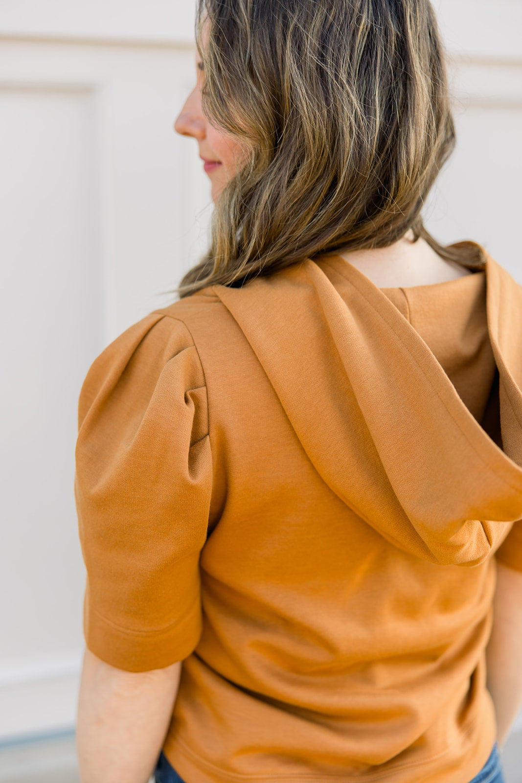 Short Sleeve Hoodie with Pouf Sleeve