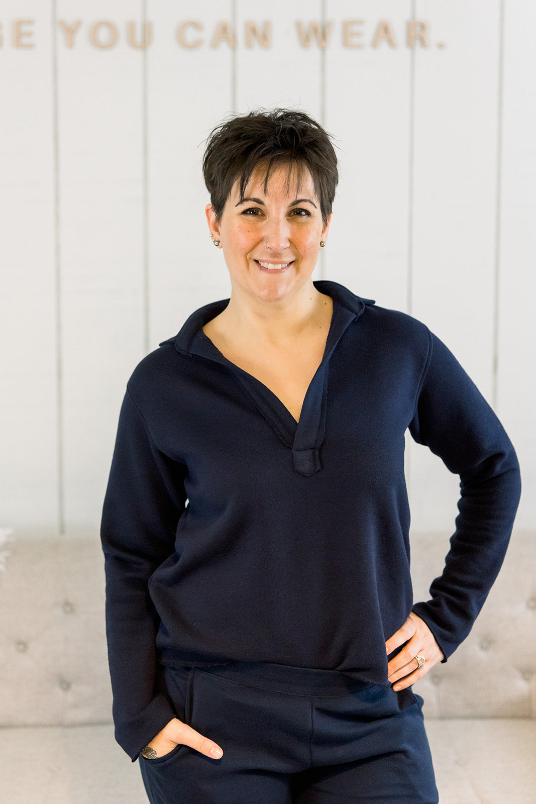 Raw Hem Top Navy